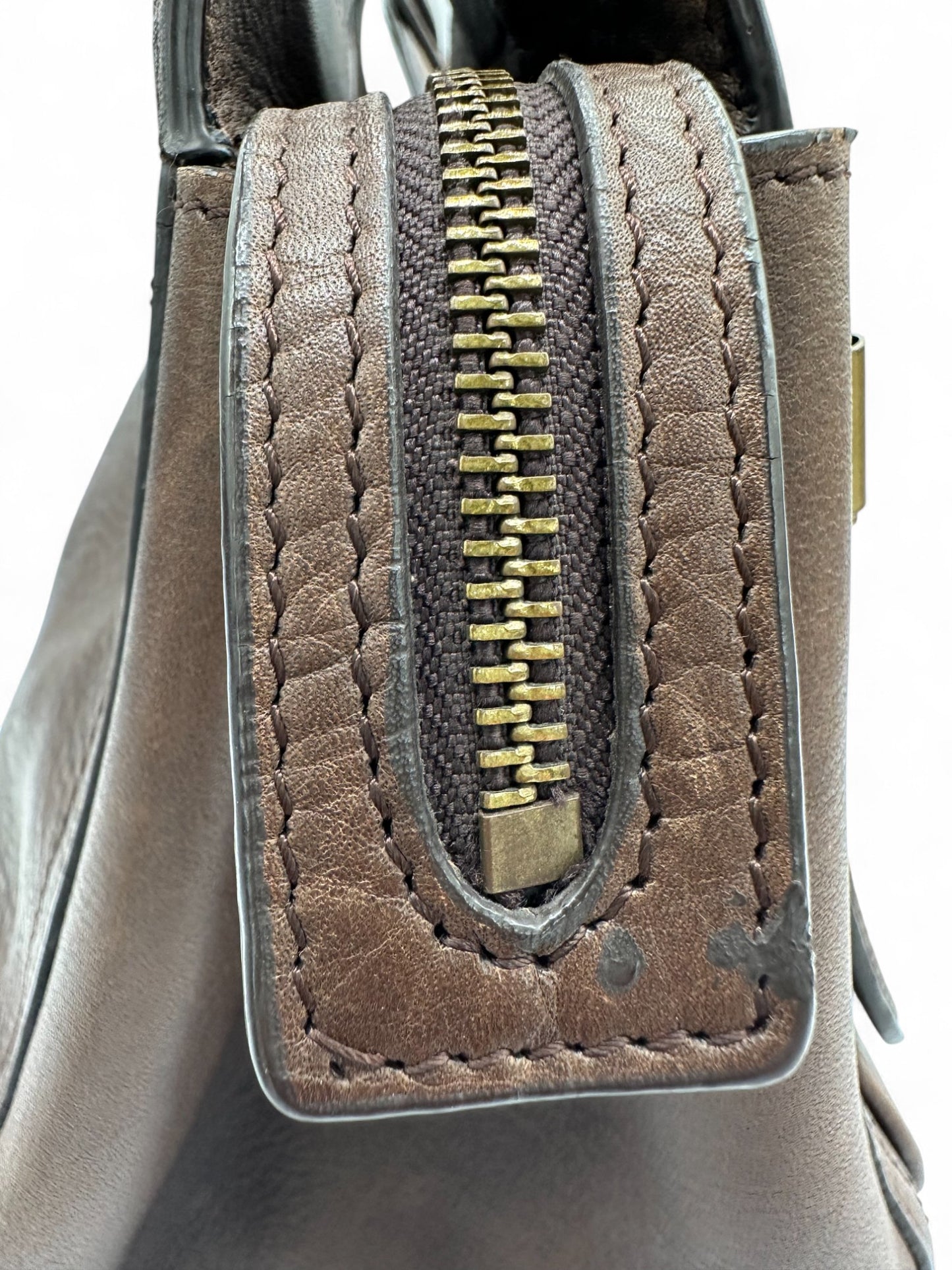 Vintage Mulberry Smithfield Tote Bag in Brown Leather with Brass Turnlock Fastening - Thanks it's Vintage