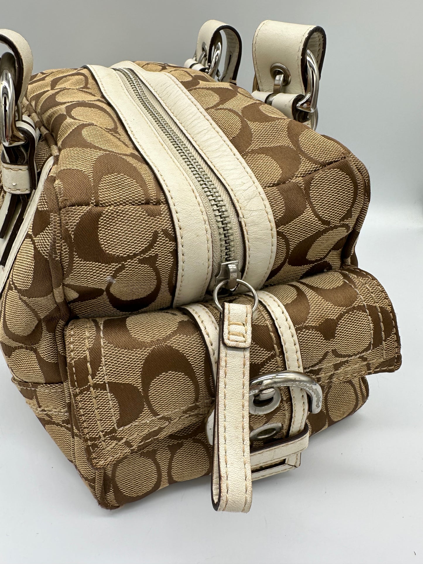 Vintage Coach 10078 Soho Boston Shoulder Bag Monogram Y2K Buckle Detail