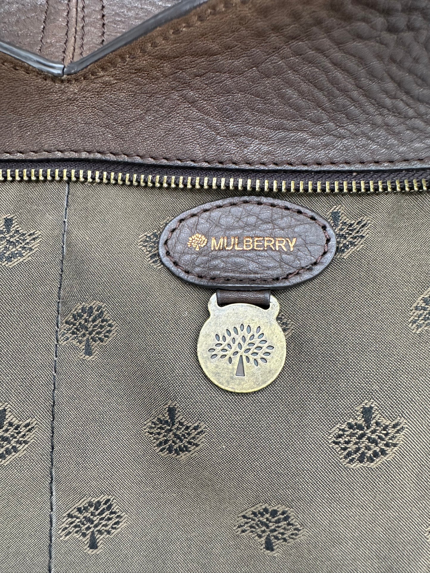 Vintage Mulberry Smithfield Tote Bag in Brown Leather with Brass Turnlock Fastening - Thanks it's Vintage