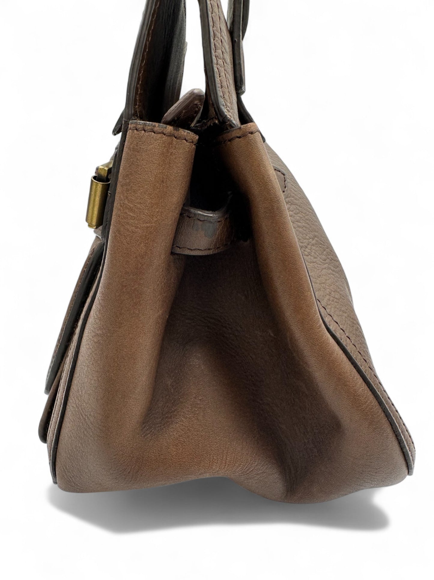 Vintage Mulberry Smithfield Tote Bag in Brown Leather with Brass Turnlock Fastening - Thanks it's Vintage