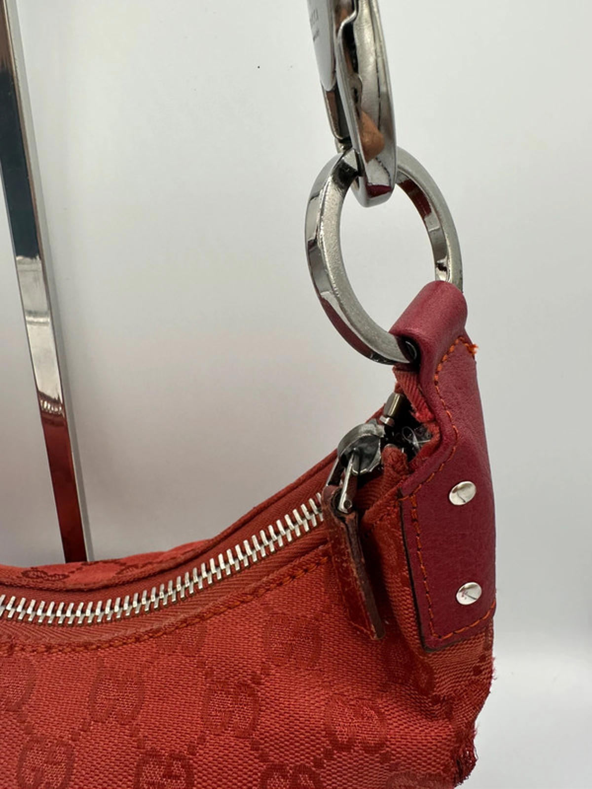 Vintage Gucci Red GG Monogram Mini Jackie Hobo