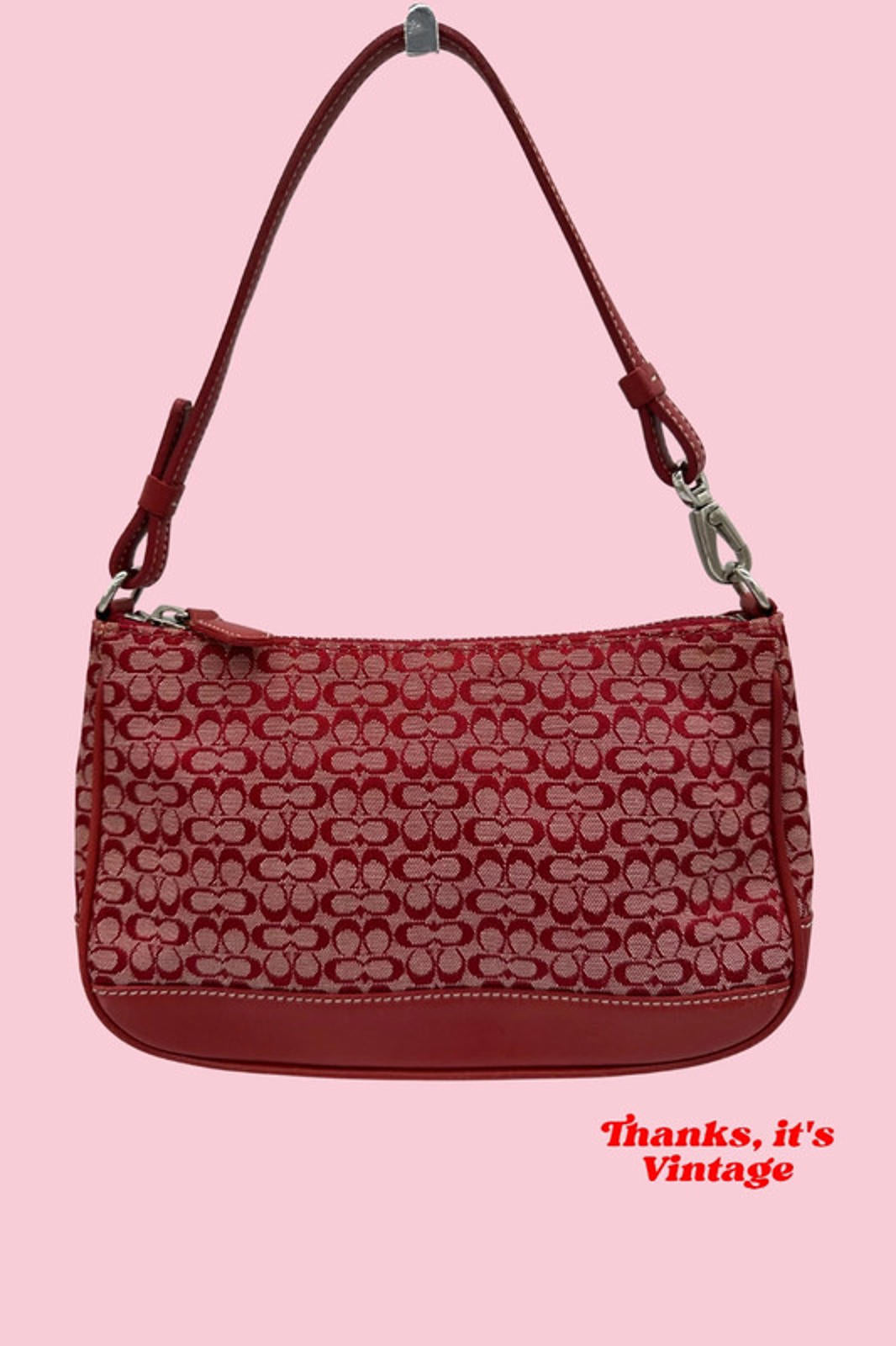 Rare Vintage Coach 6622 Cherry Red Mini Demi Shoulder Bag in Signature Monogram
