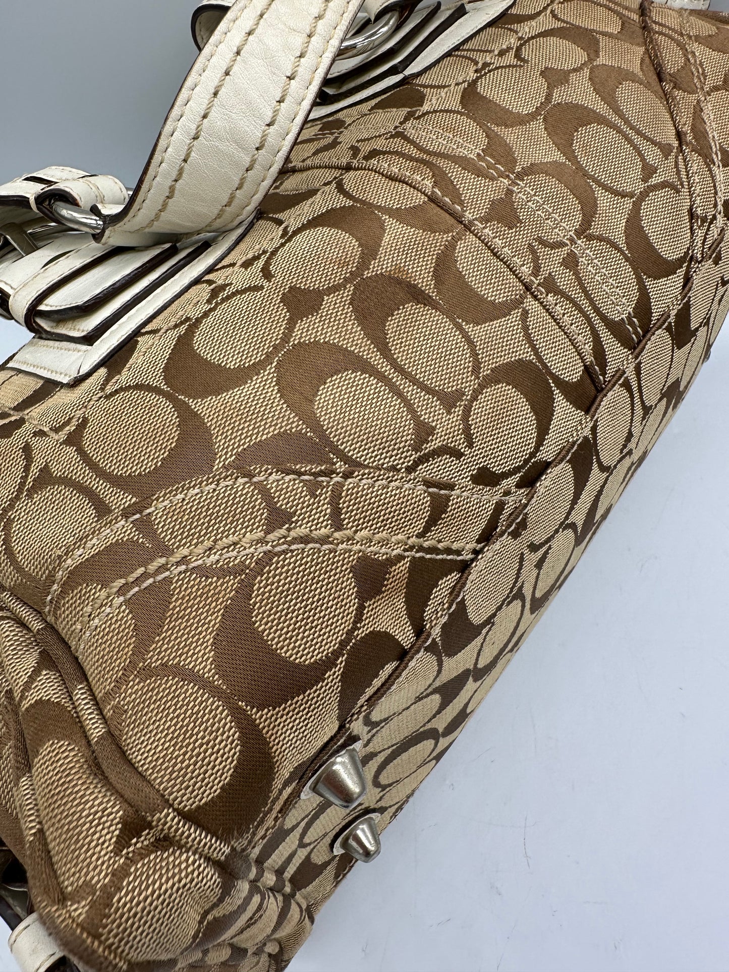 Vintage Coach 10078 Soho Boston Shoulder Bag Monogram Y2K Buckle Detail