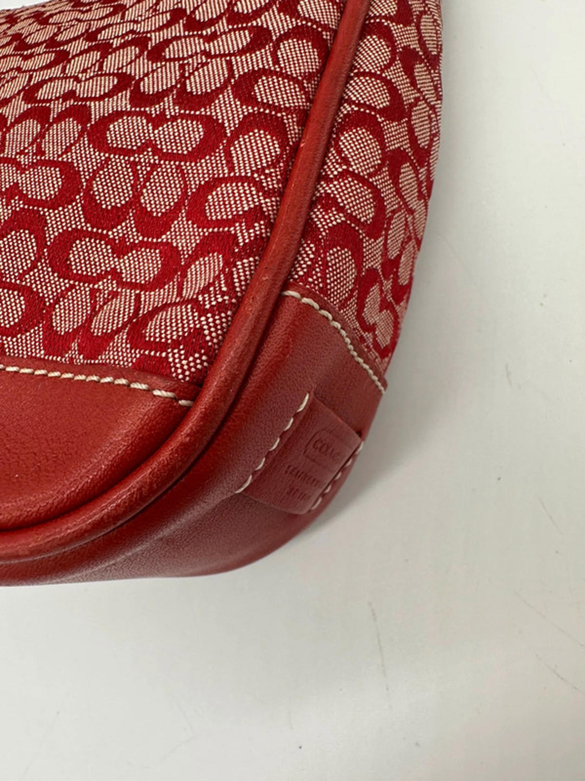 Rare Vintage Coach 6622 Cherry Red Mini Demi Shoulder Bag in Signature Monogram
