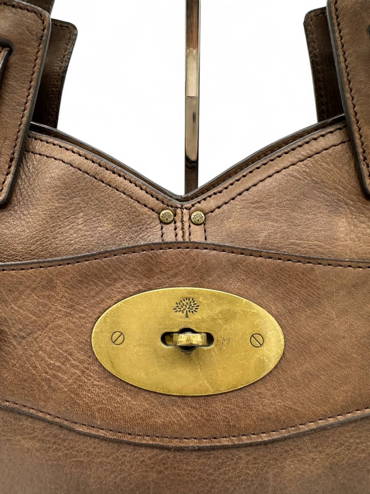 Vintage Mulberry Smithfield Tote Bag in Brown Leather with Brass Turnlock Fastening - Thanks it's Vintage