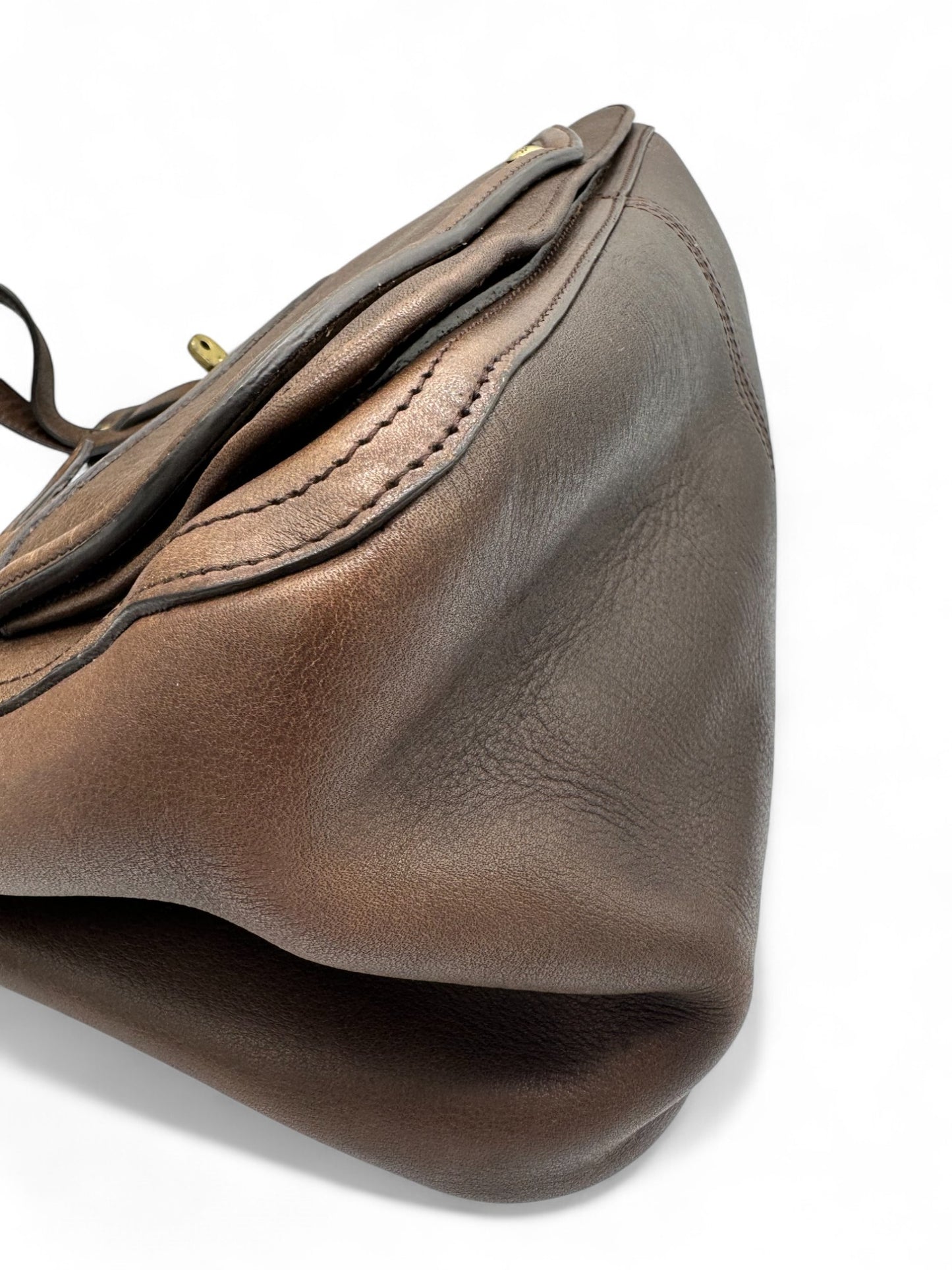 Vintage Mulberry Smithfield Tote Bag in Brown Leather with Brass Turnlock Fastening - Thanks it's Vintage