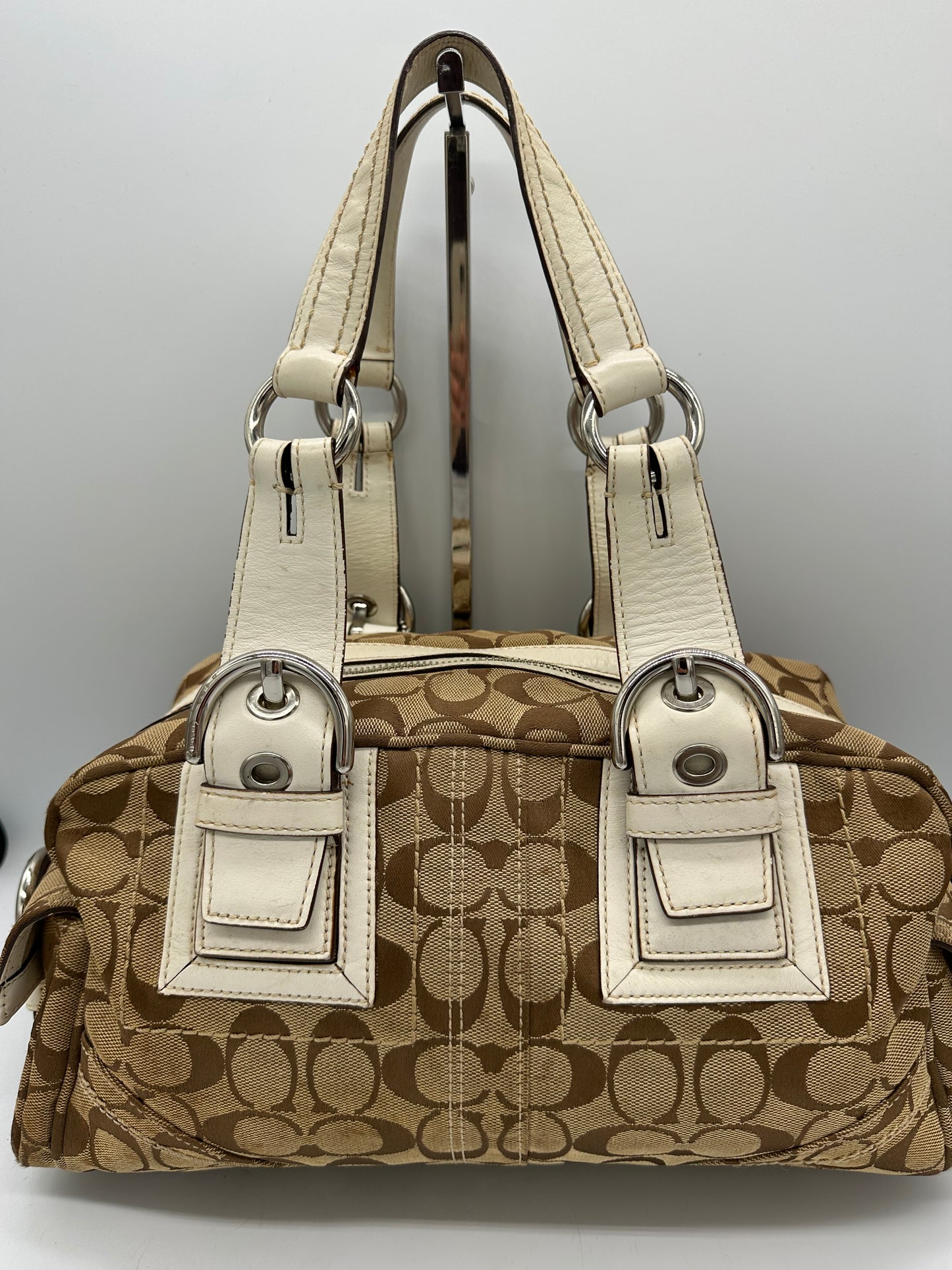 Vintage Coach 10078 Soho Boston Shoulder Bag Monogram Y2K Buckle Detail