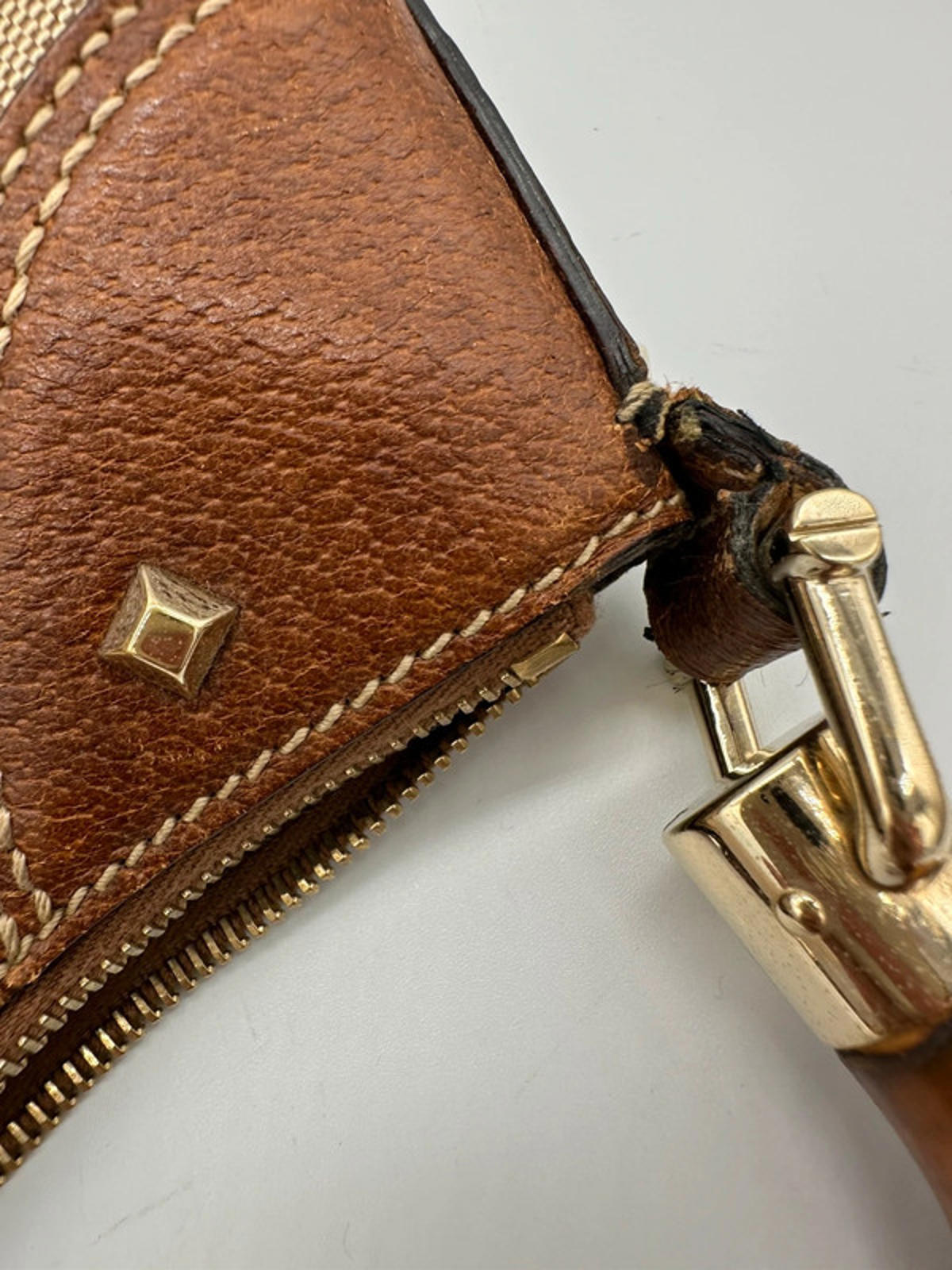 Vintage Gucci Nailhead Bamboo Monogram Handbag