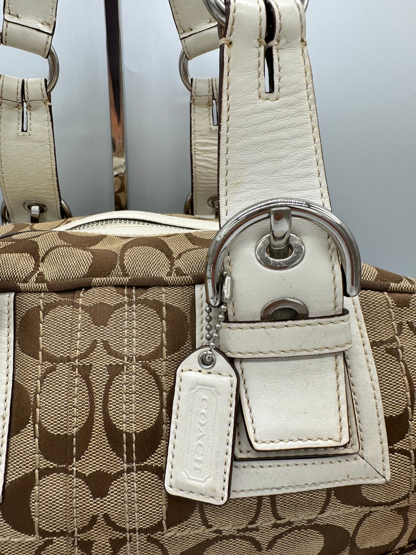 Vintage Coach 10078 Soho Boston Shoulder Bag Monogram Y2K Buckle Detail