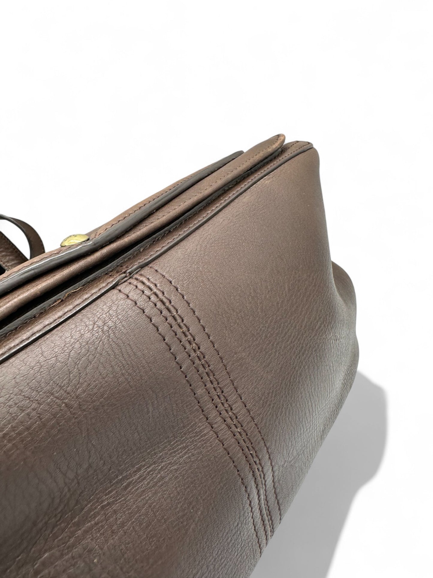 Vintage Mulberry Smithfield Tote Bag in Brown Leather with Brass Turnlock Fastening - Thanks it's Vintage