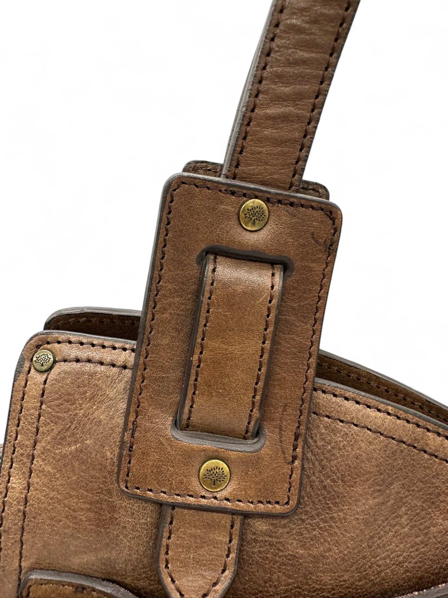 Vintage Mulberry Smithfield Tote Bag in Brown Leather with Brass Turnlock Fastening - Thanks it's Vintage