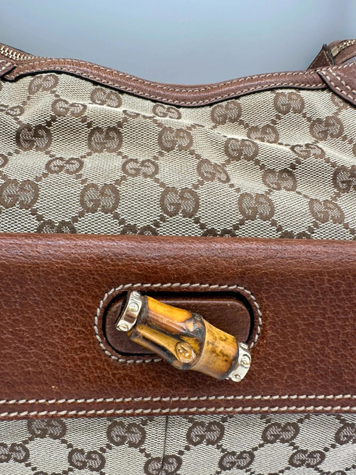 Vintage Gucci Nailhead Bamboo Monogram Handbag