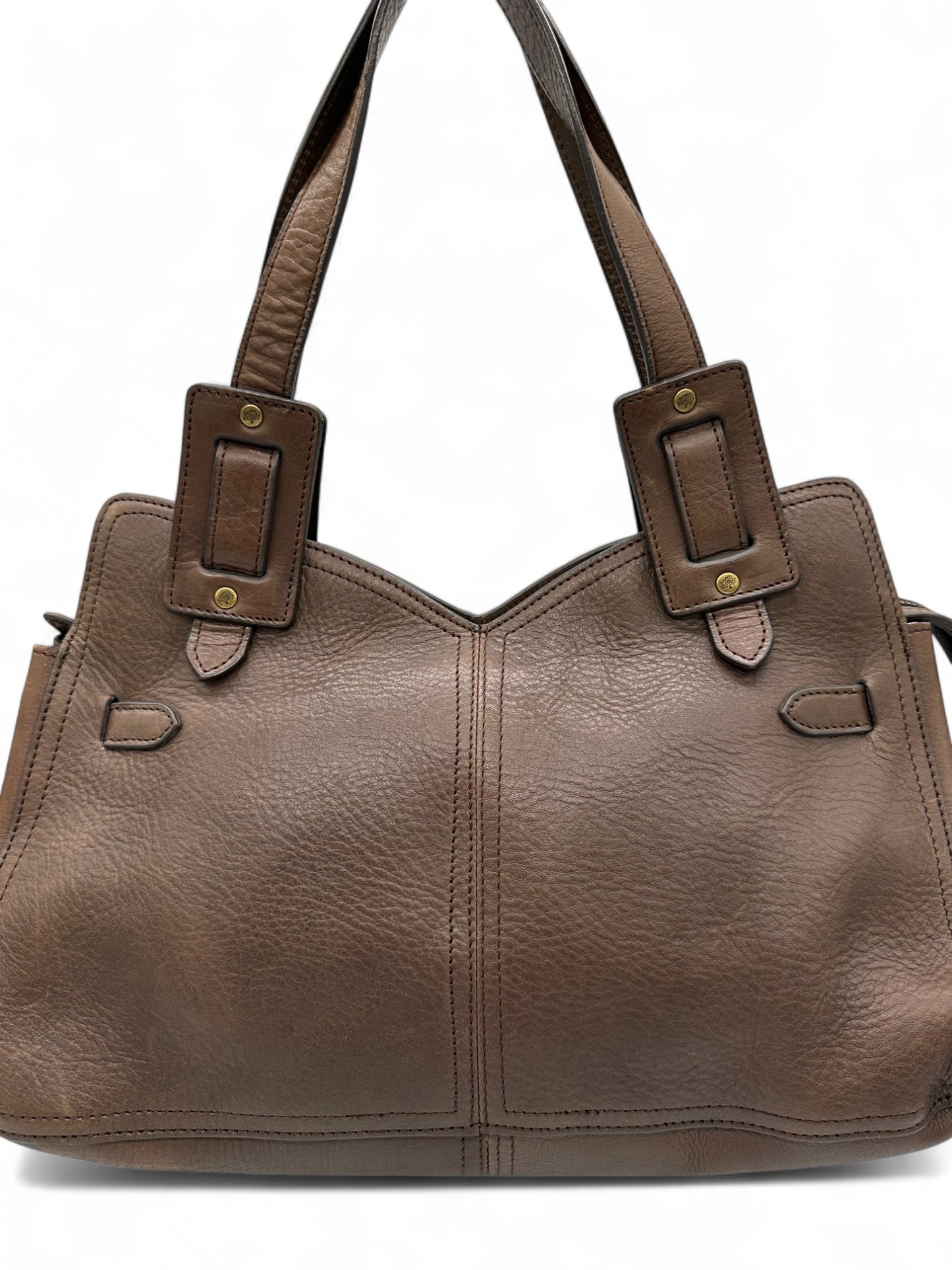 Vintage Mulberry Smithfield Tote Bag in Brown Leather with Brass Turnlock Fastening - Thanks it's Vintage