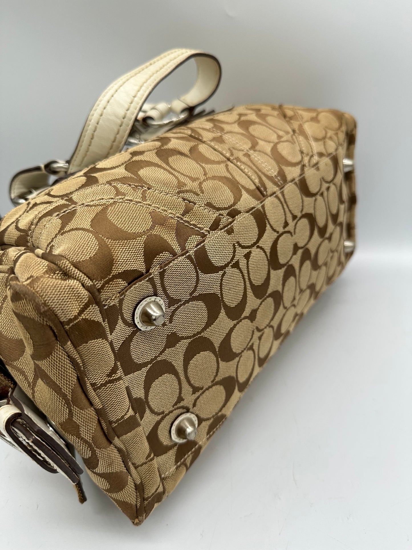 Vintage Coach 10078 Soho Boston Shoulder Bag Monogram Y2K Buckle Detail