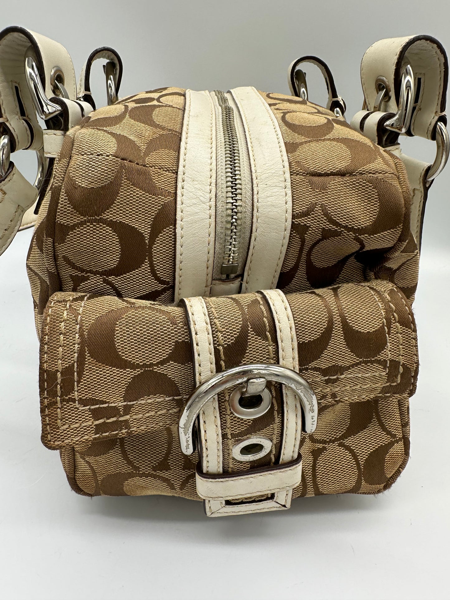 Vintage Coach 10078 Soho Boston Shoulder Bag Monogram Y2K Buckle Detail