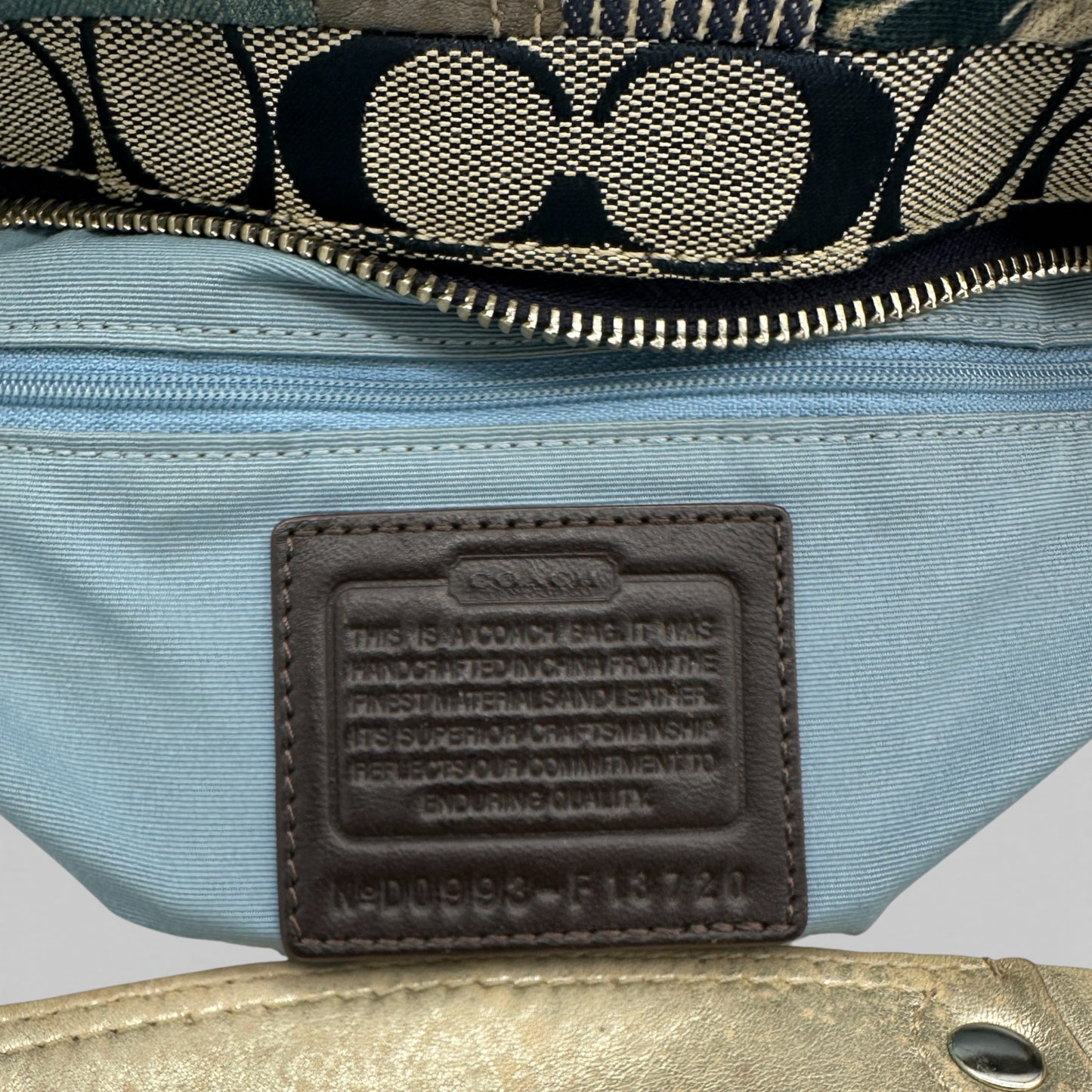 Vintage Coach F13720 Denim Patchwork Carly Shoulder Bag