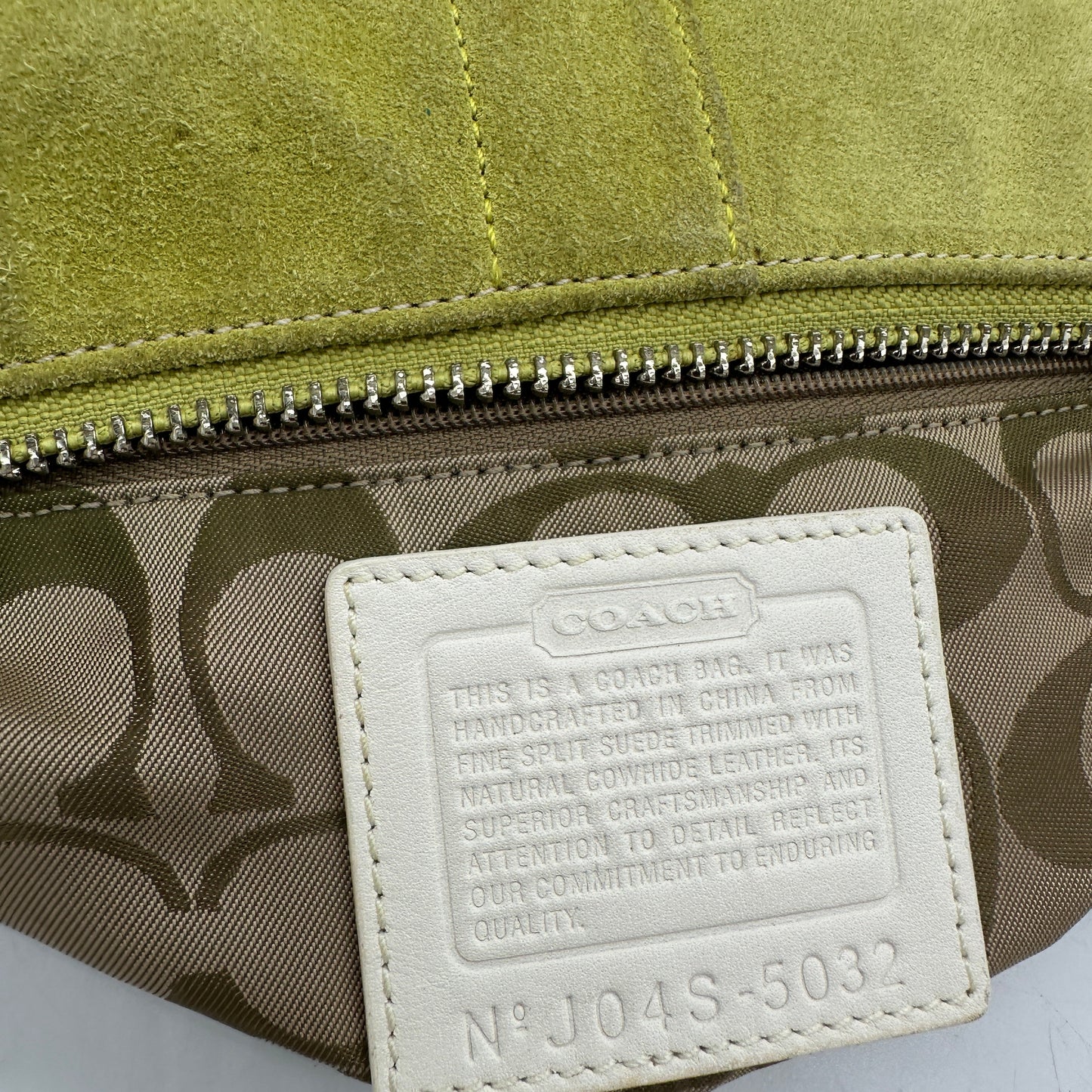 Vintage Coach 5032 Lime Green Suede Baguette Shoulder Bag