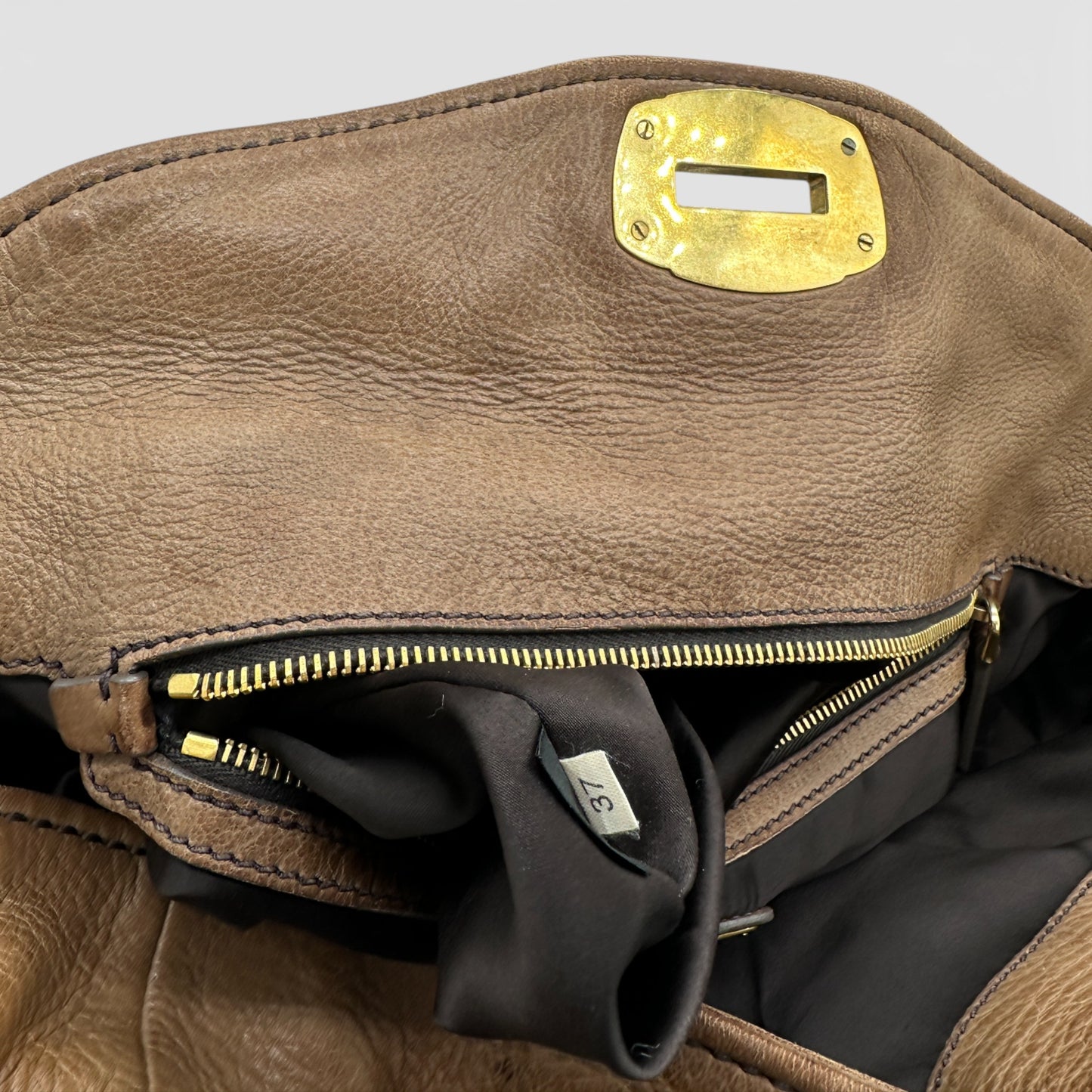 Vintage Miu Miu Brown Leather Slouchy Two Way Bag