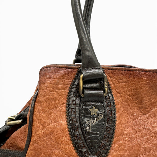 Vintage Fendi Ethnico Brown Tote Leather Handbag