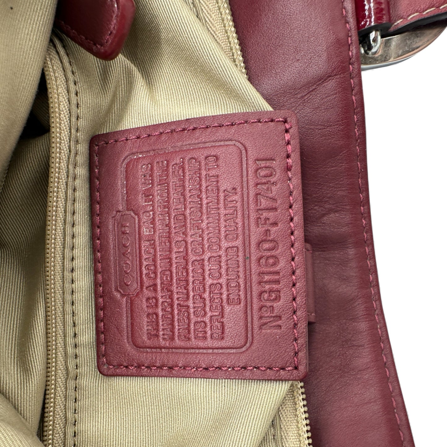 Vintage Coach F17401 Red Monogram Tote Shoulder Bag