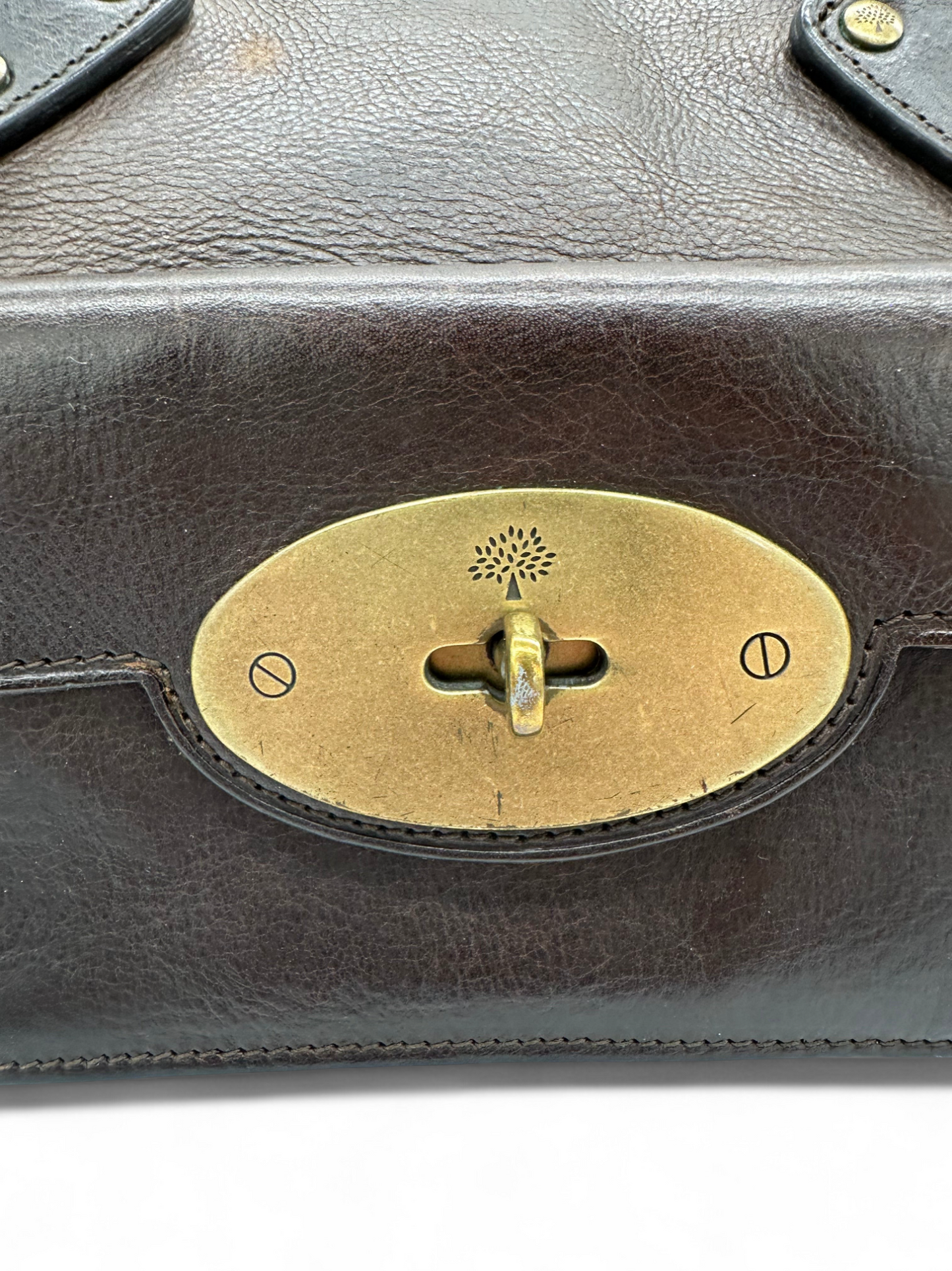 Vintage Mulberry Knightsbridge Turnlock Handbag in Chocolate Brown Leather - Thanks it's Vintage