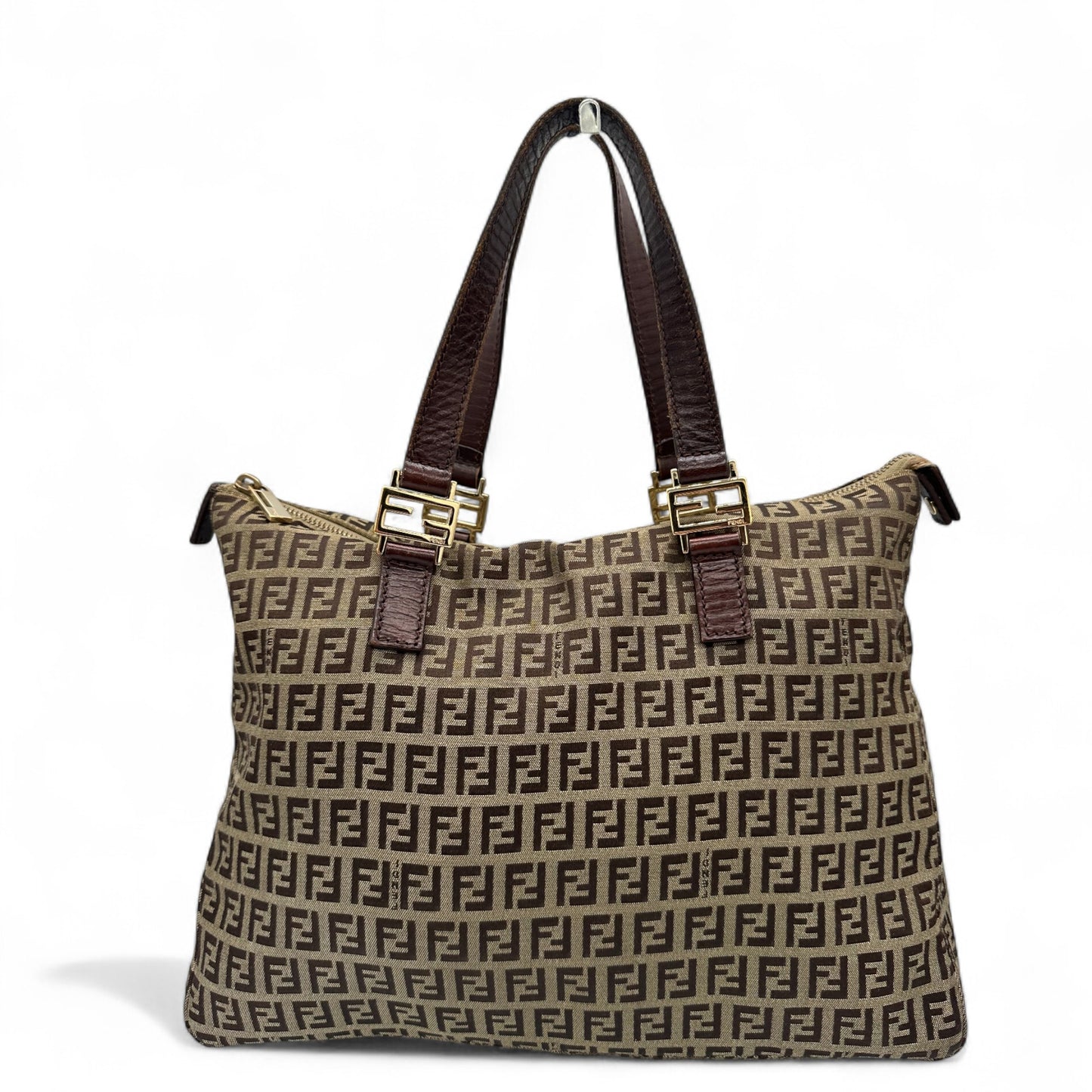 Vintage Fendi Zucchino Canvas Tote Handbag