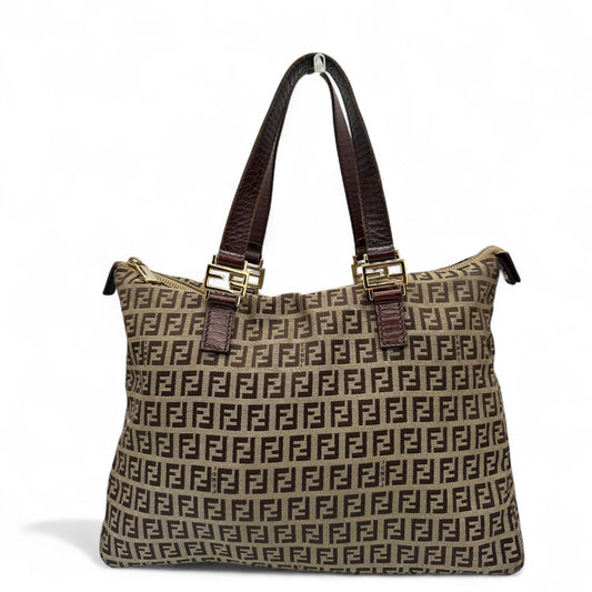 Vintage Fendi Zucchino Canvas Tote Handbag