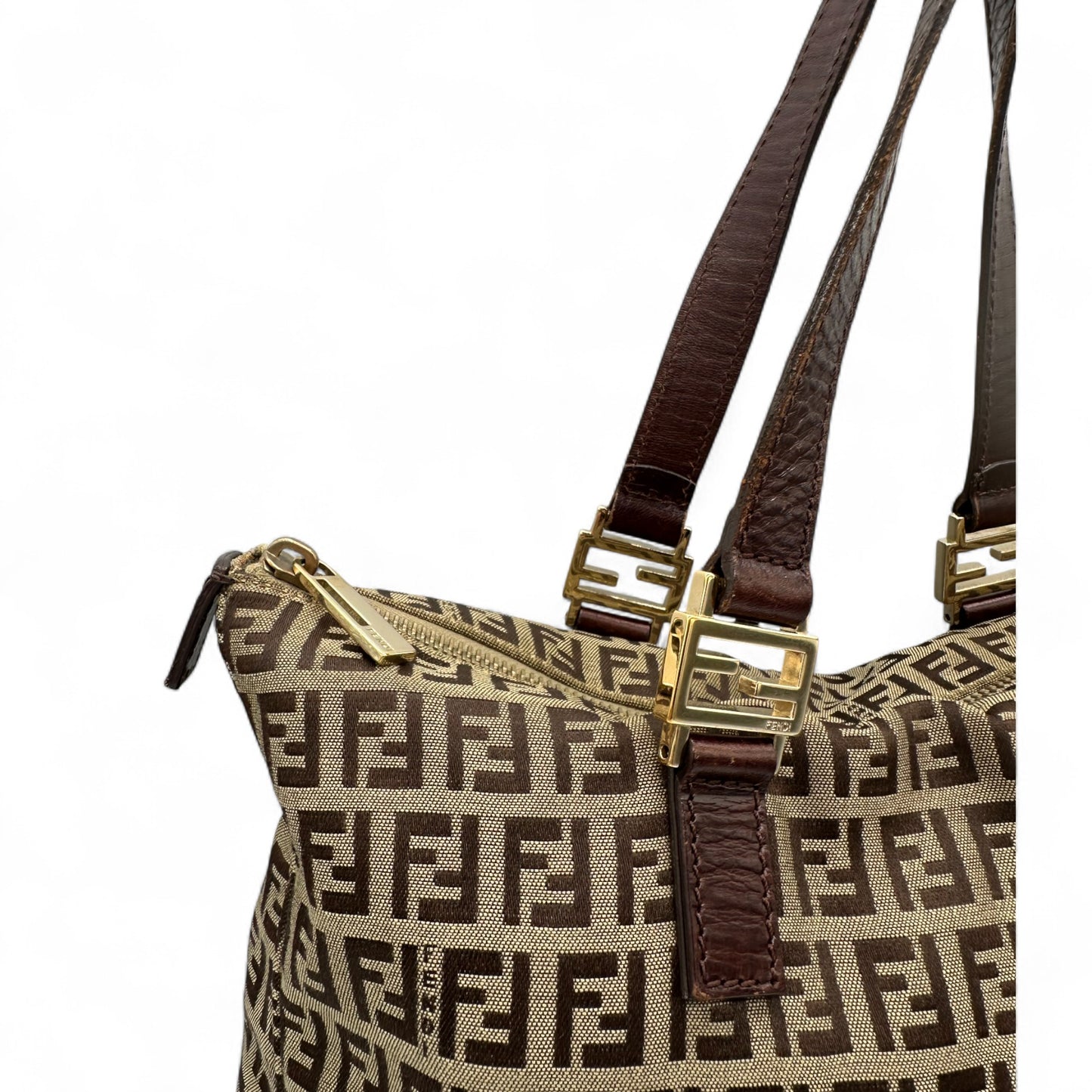 Vintage Fendi Zucchino Canvas Tote Handbag