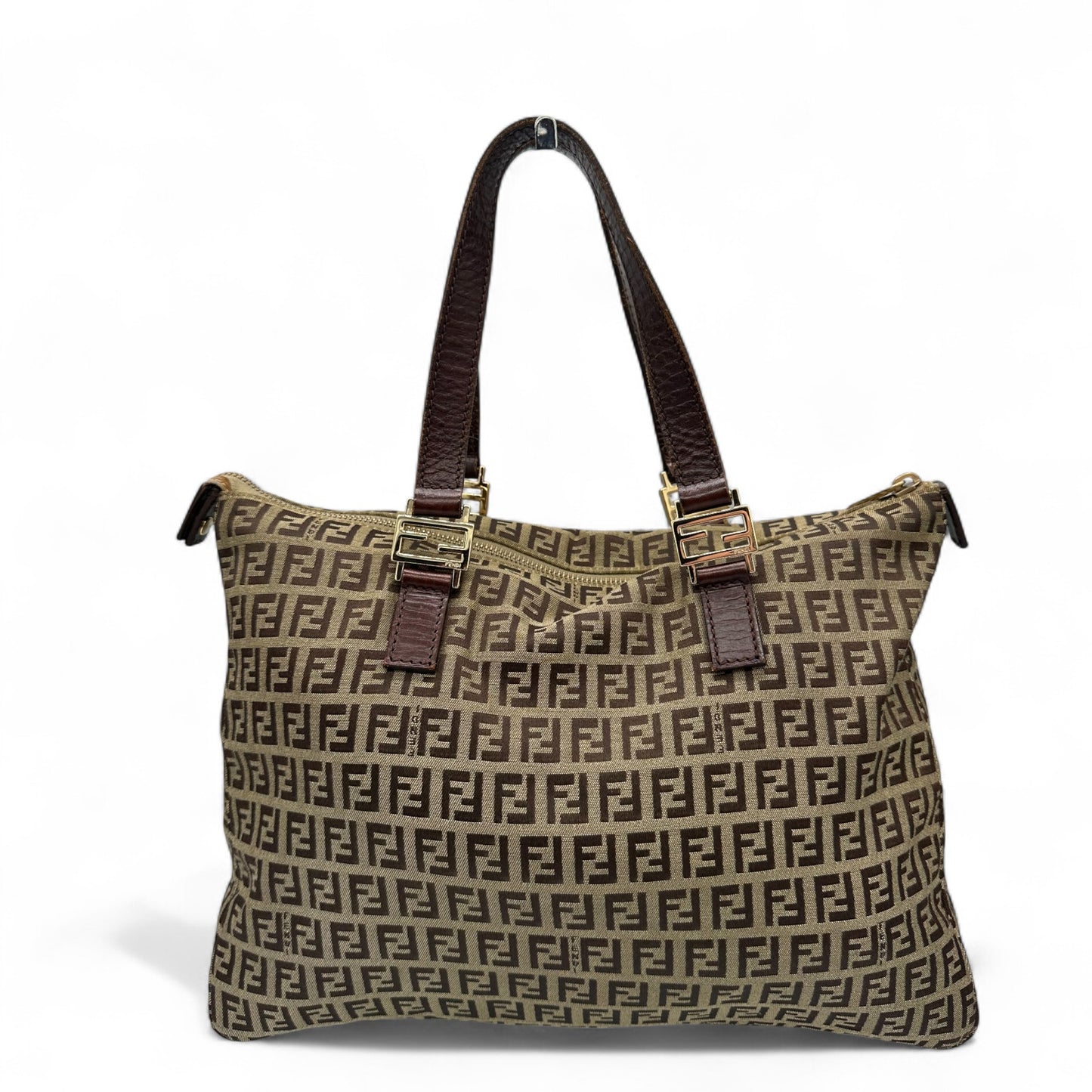 Vintage Fendi Zucchino Canvas Tote Handbag