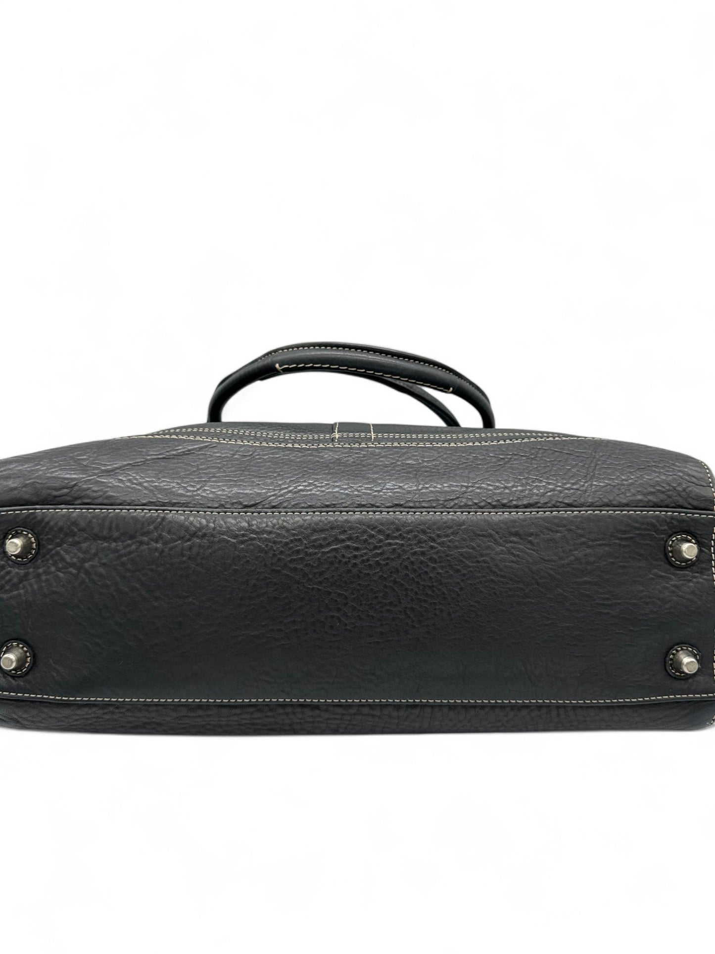 Vintage Coach F13087 Black Grain Leather Hamptons Clip Handbag
