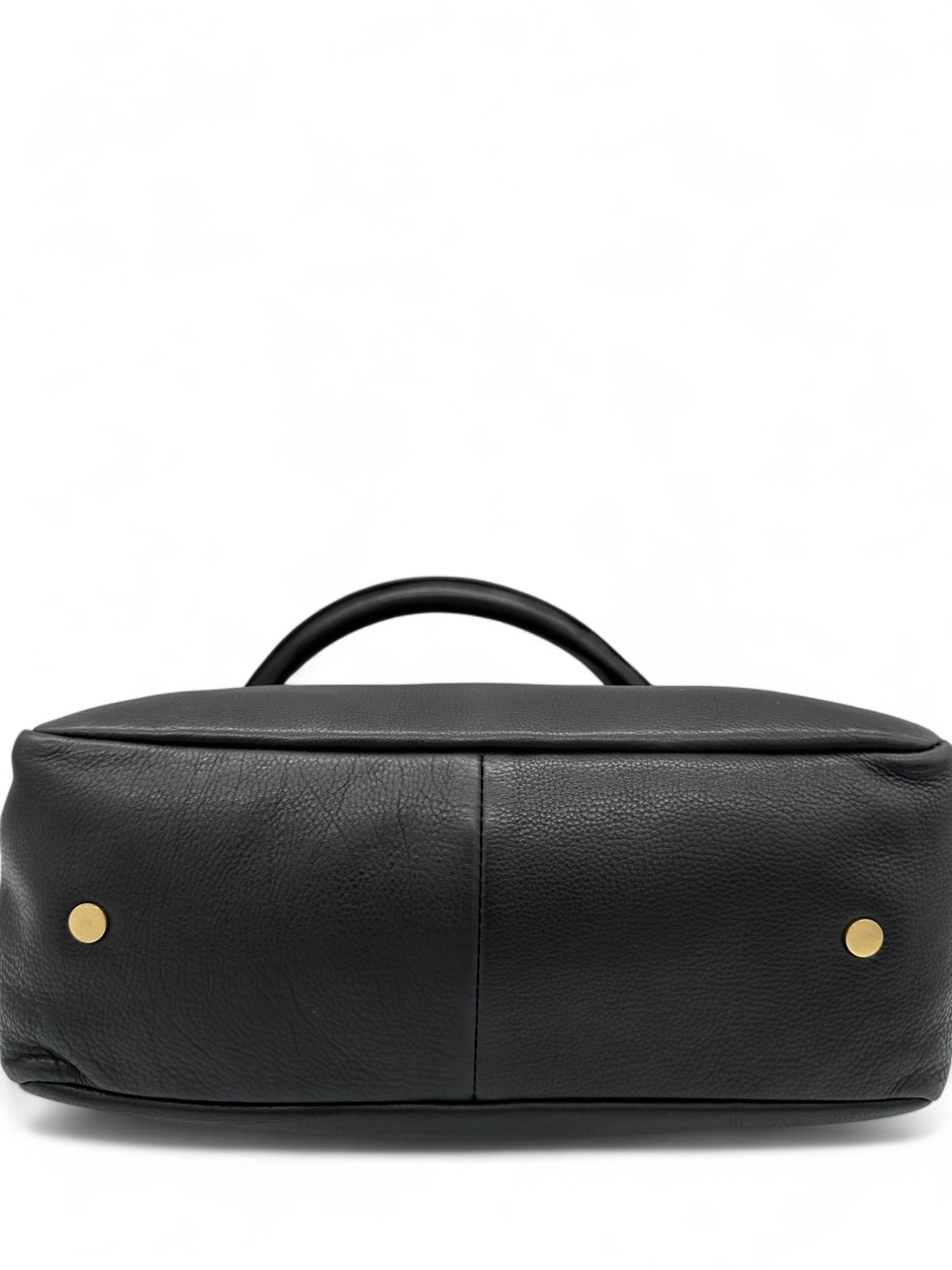 Jimmy Choo Black Pebbled Leather Shoulder Bag with Gold Belted Detail - Thanks it's Vintage