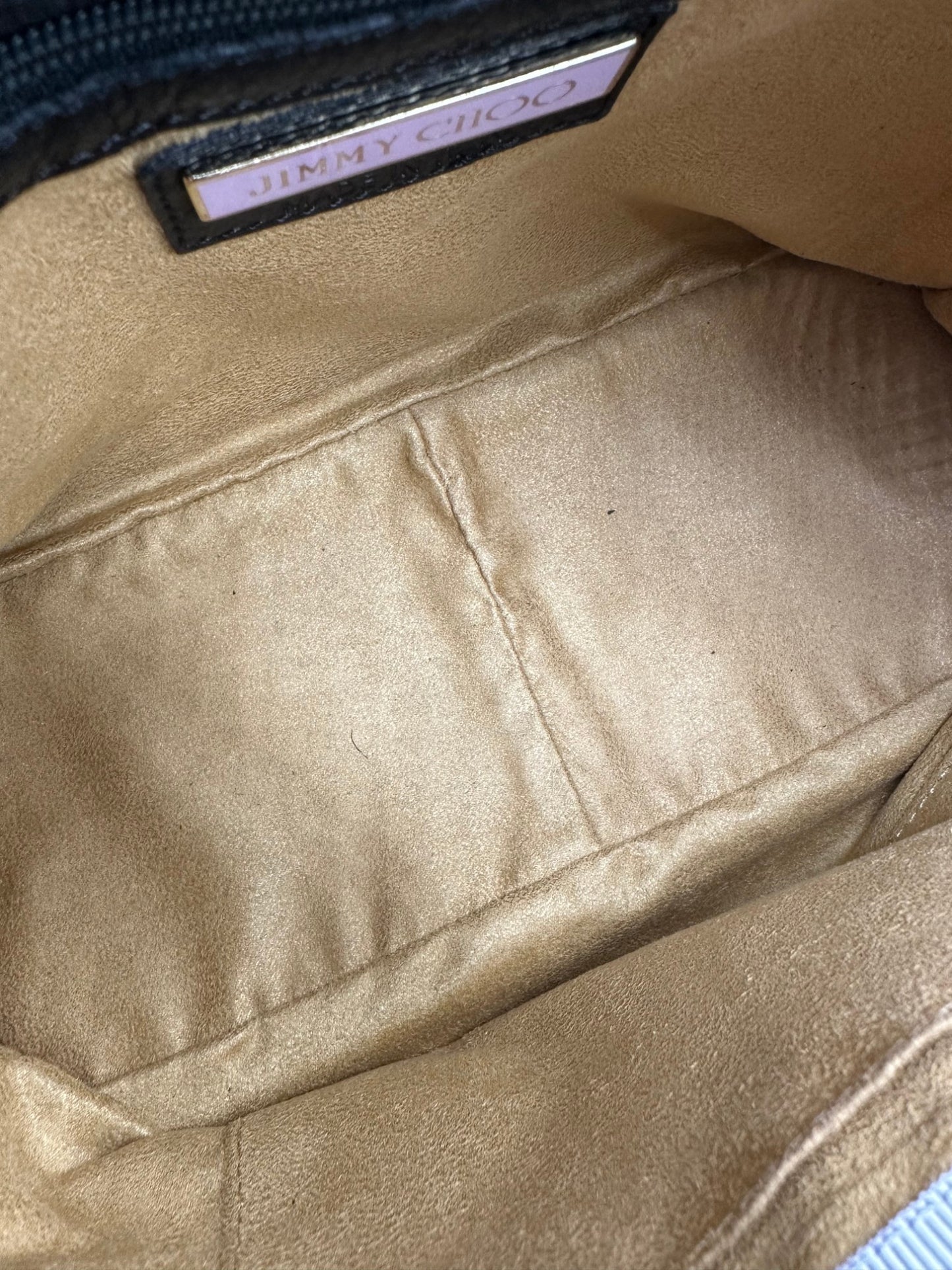 Jimmy Choo Black Pebbled Leather Shoulder Bag with Gold Belted Detail - Thanks it's Vintage