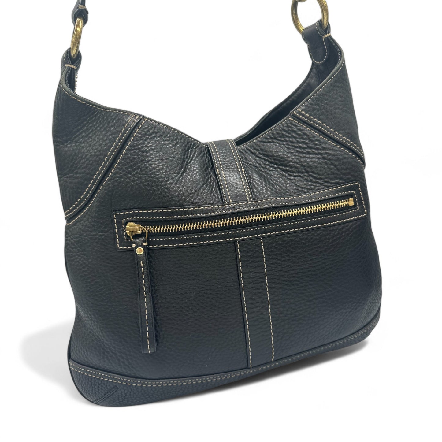 Vintage Coach 10210 Black Leather Hampton Clip Shoulder Bag