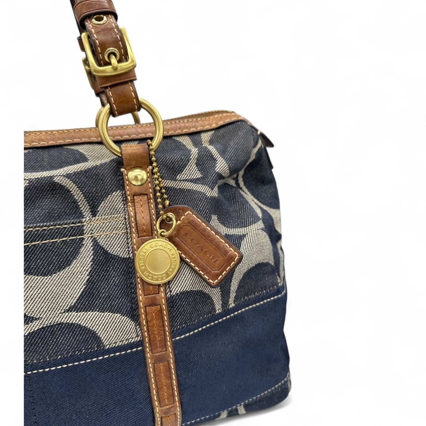 Vintage Coach 11183 Denim Monogram Boston Shoulder Bag