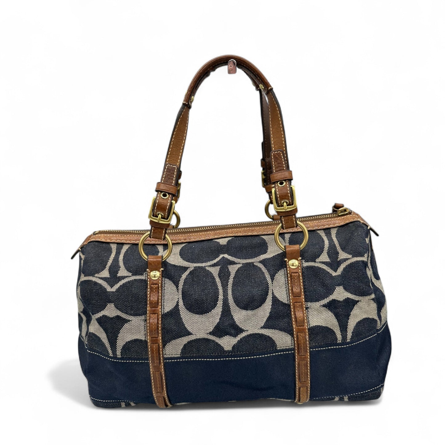 Vintage Coach 11183 Denim Monogram Boston Shoulder Bag