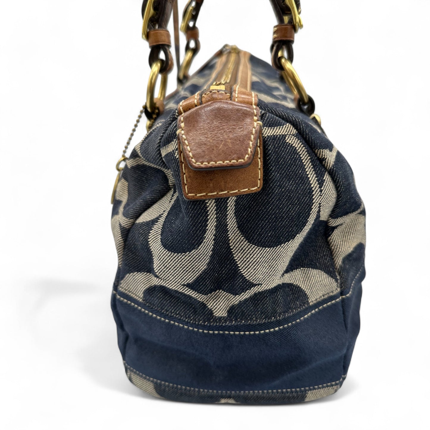 Vintage Coach 11183 Denim Monogram Boston Shoulder Bag