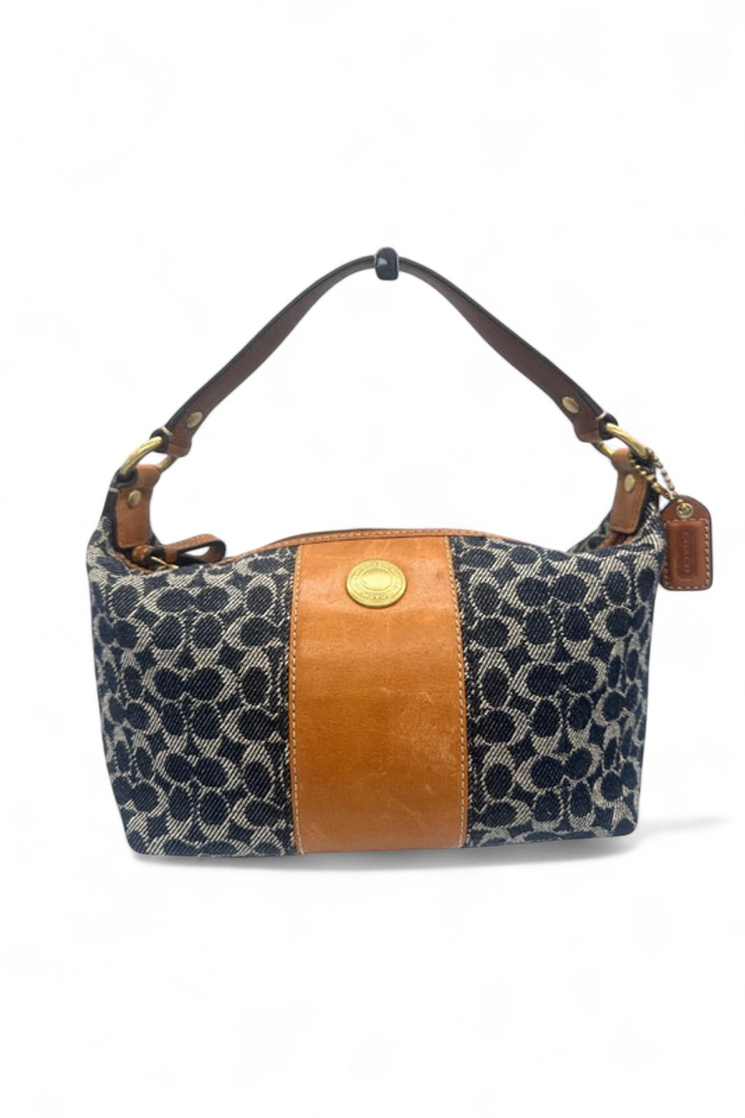 Vintage Coach Navy Denim Monogram Mini Shoulder Bag Y2K - Thanks it's Vintage