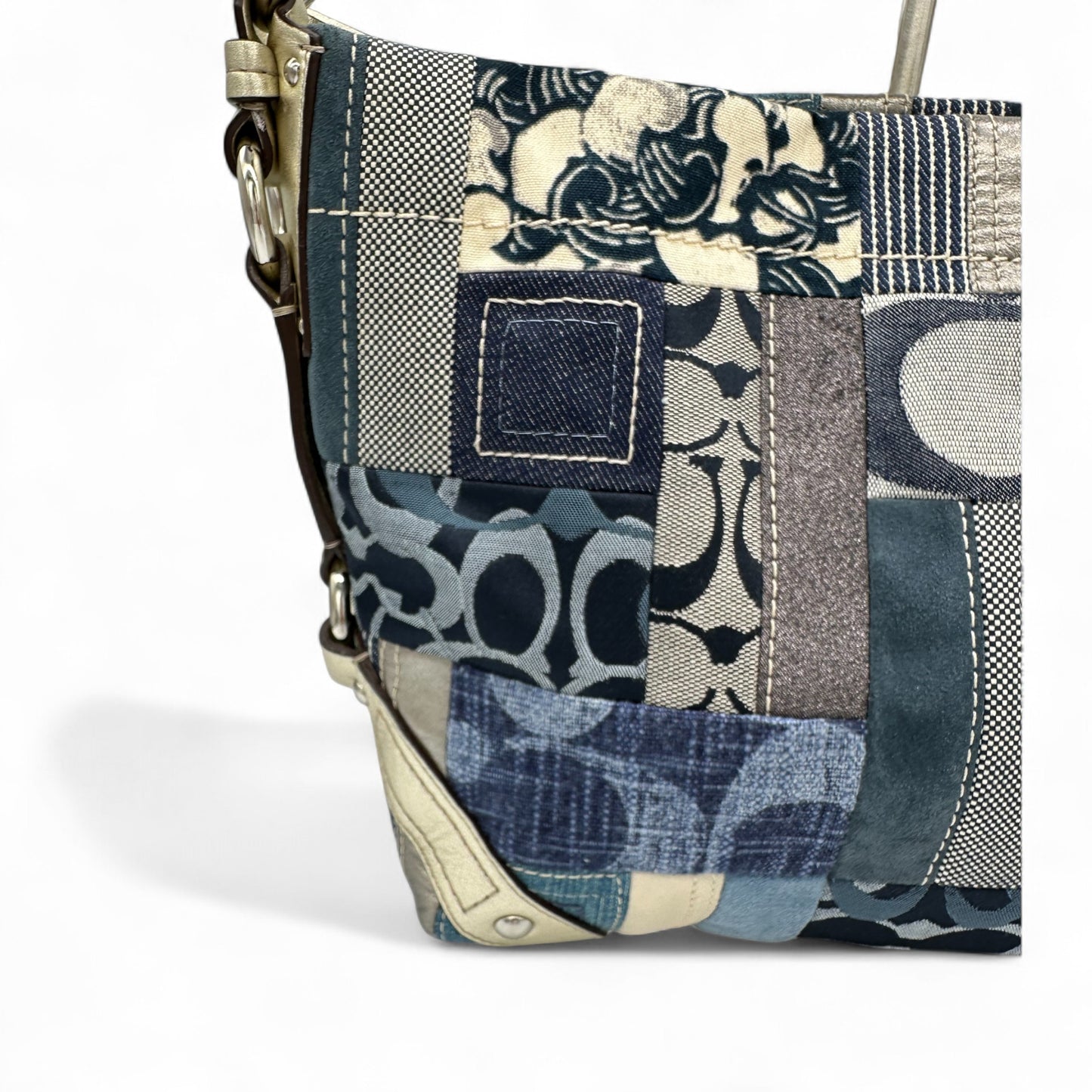 Vintage Coach F13720 Denim Patchwork Carly Shoulder Bag