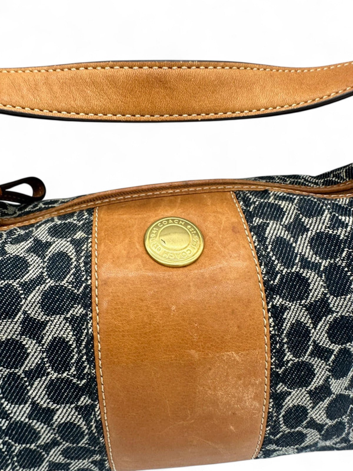 Vintage Coach Navy Denim Monogram Mini Shoulder Bag Y2K - Thanks it's Vintage