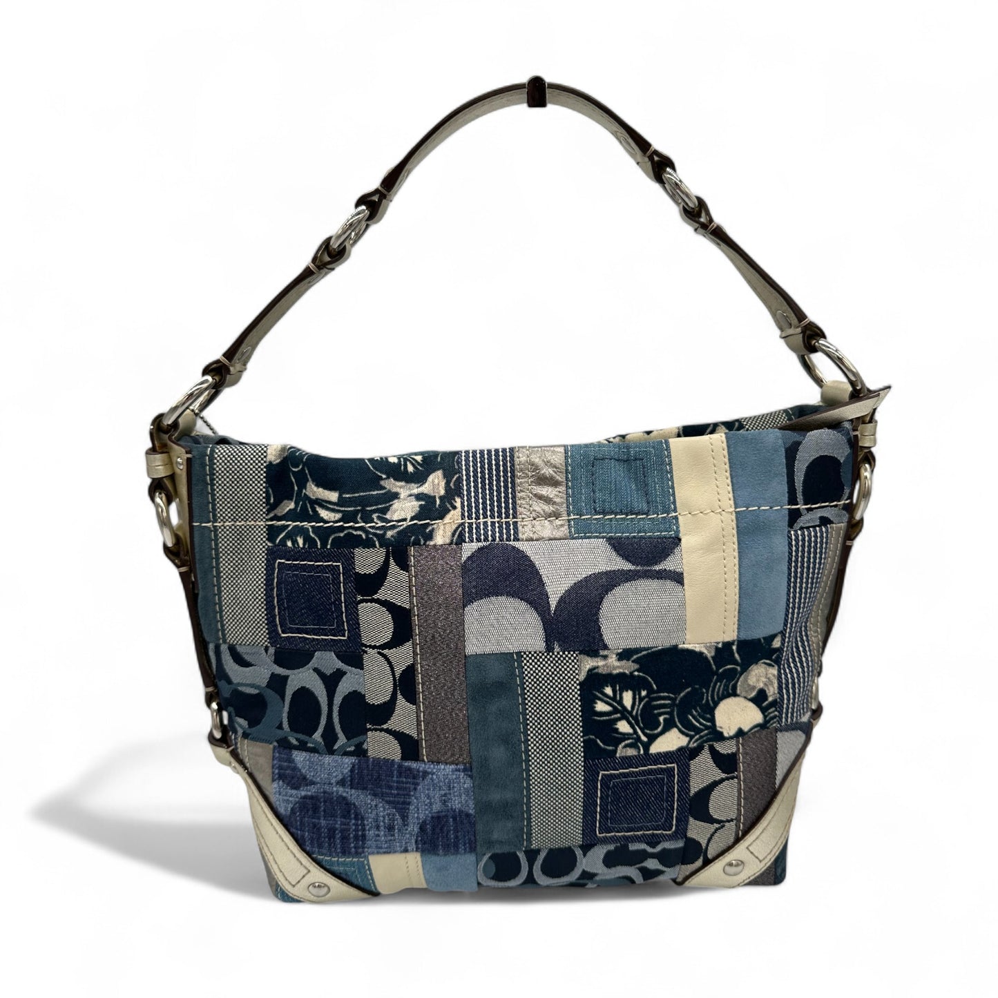 Vintage Coach F13720 Denim Patchwork Carly Shoulder Bag