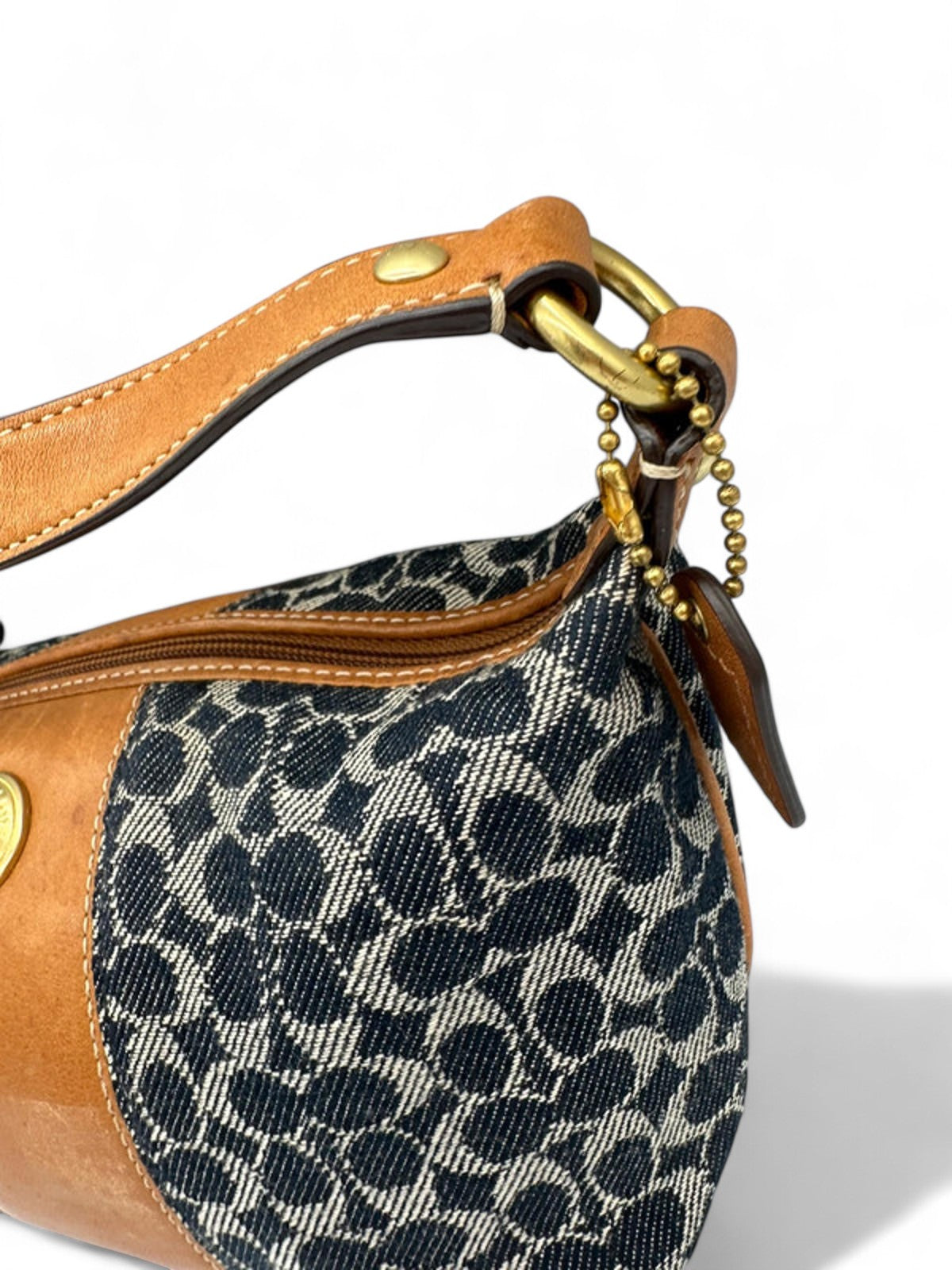 Vintage Coach Navy Denim Monogram Mini Shoulder Bag Y2K - Thanks it's Vintage