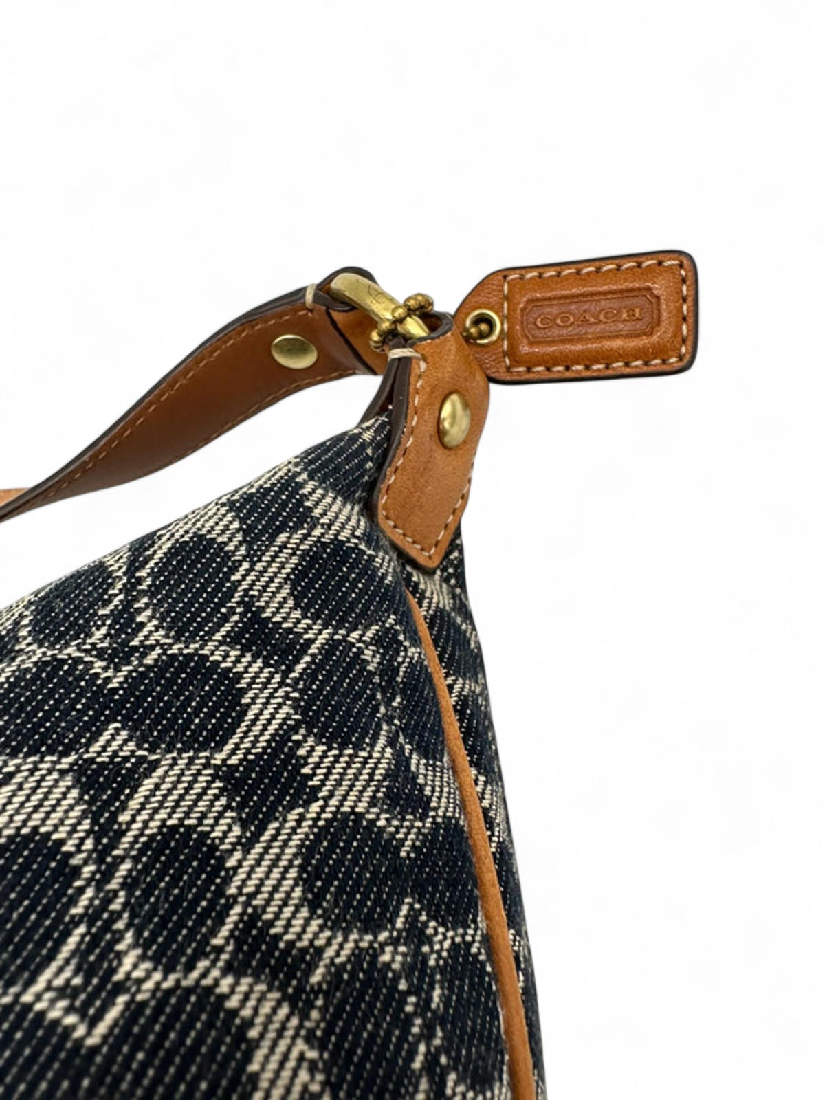 Vintage Coach Navy Denim Monogram Mini Shoulder Bag Y2K - Thanks it's Vintage