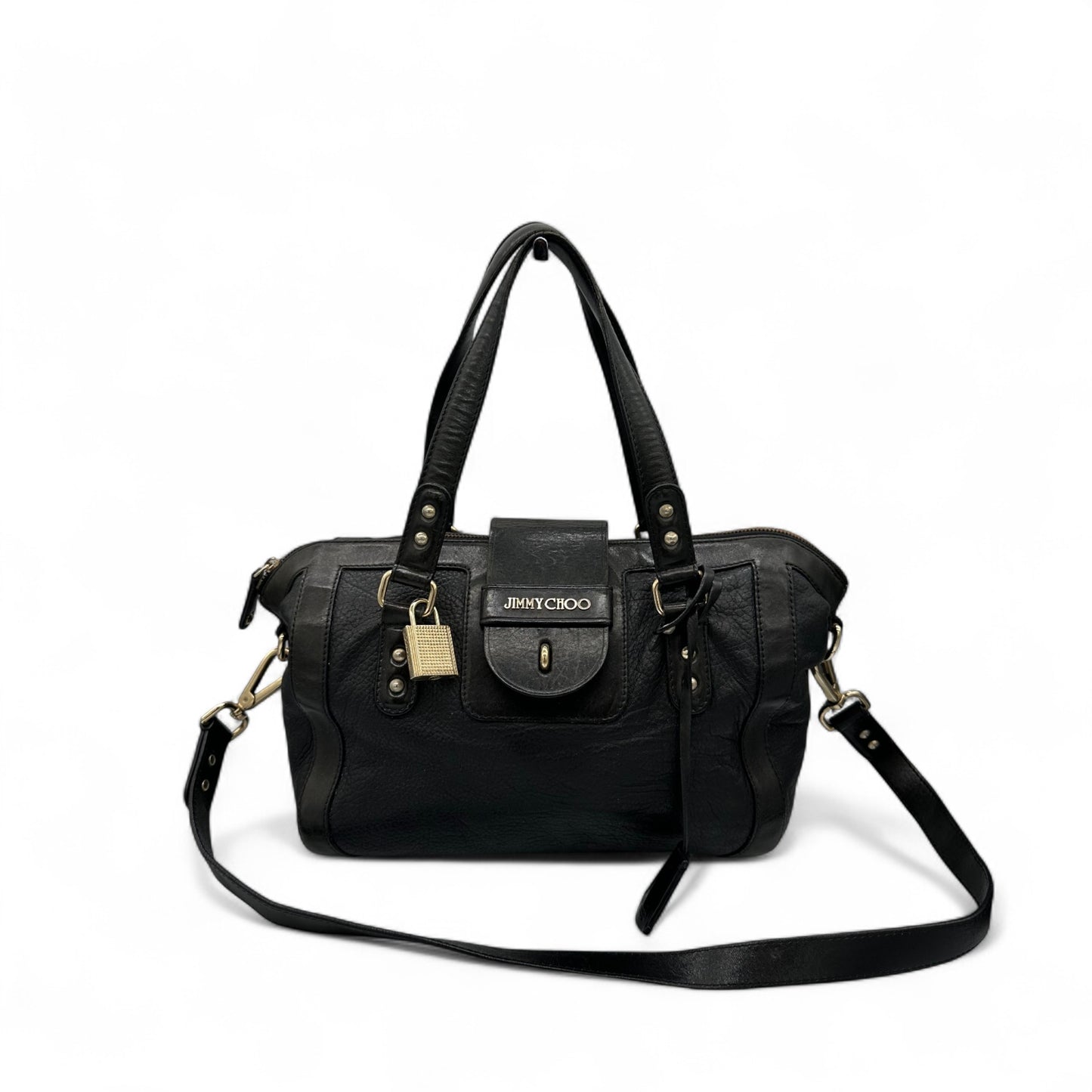Jimmy Choo Black Leather Padlock Handbag