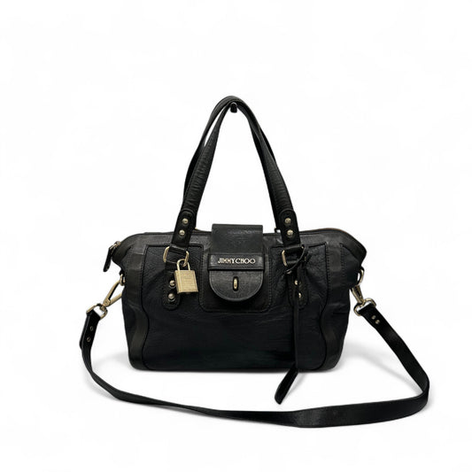 Jimmy Choo Black Leather Padlock Handbag