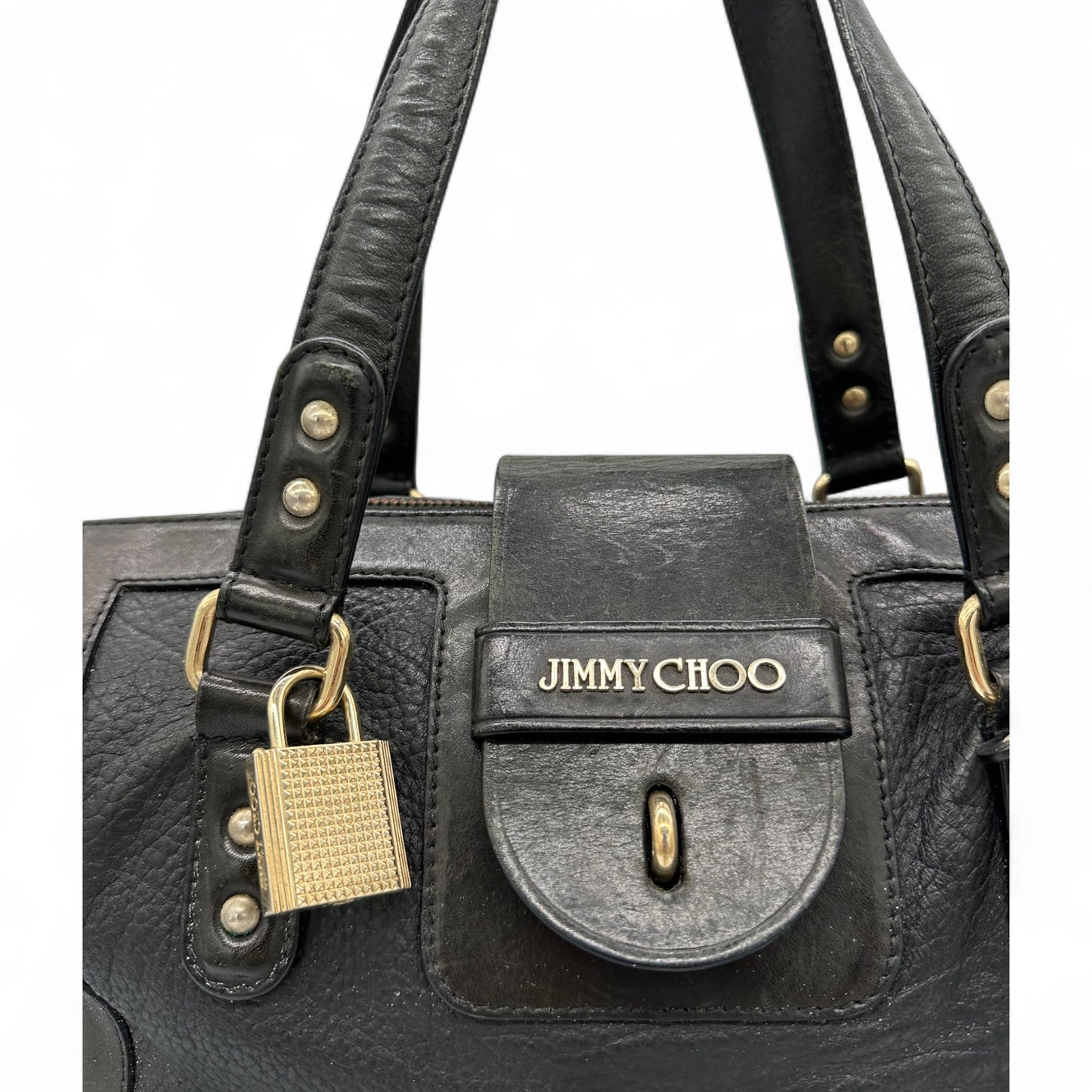 Jimmy Choo Black Leather Padlock Handbag