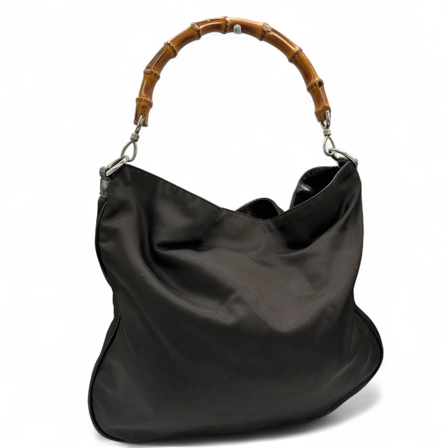 Vintage Gucci Nylon Bamboo Shoulder Bag