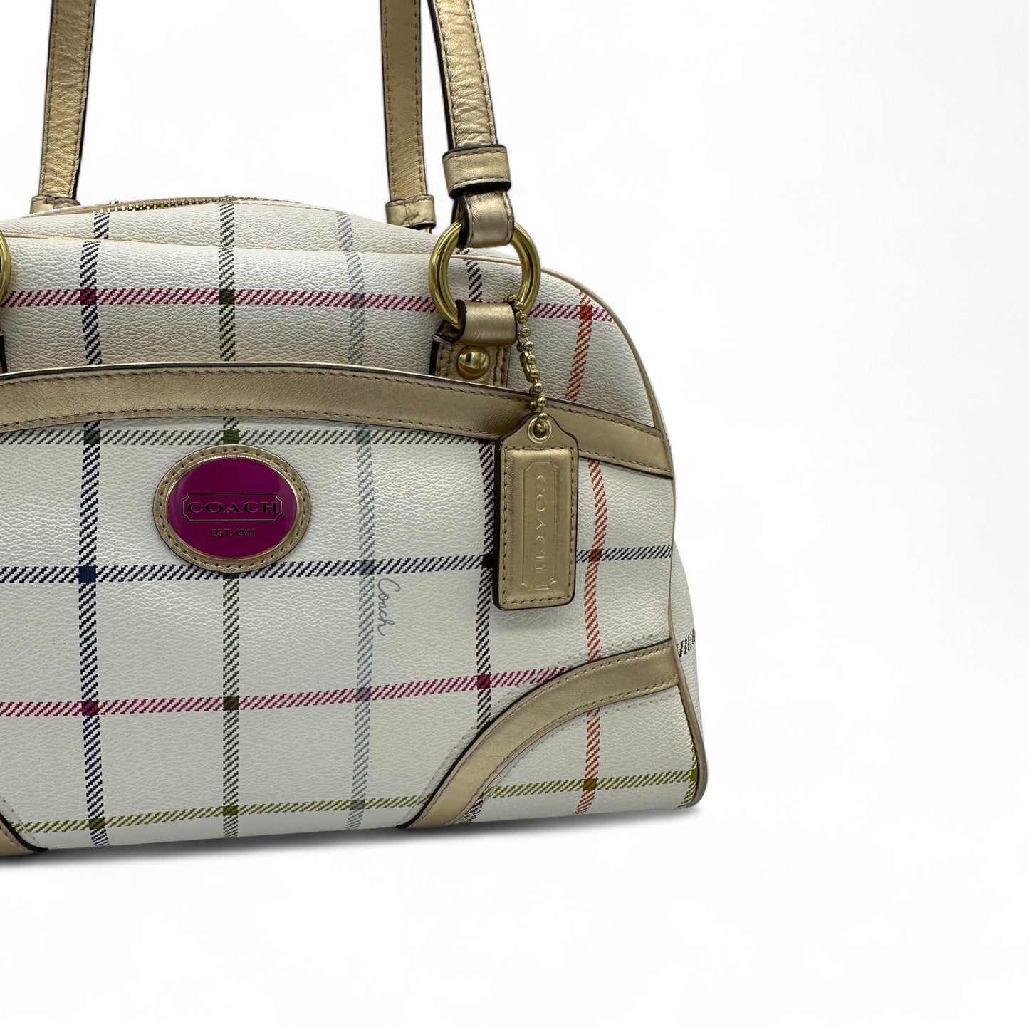 Vintage Coach F19177 Tattersall Mini Boston Handbag