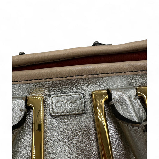 Chloè Mini Ethel Handbag with Two Way Strap in Silver Leather - Thanks it's Vintage
