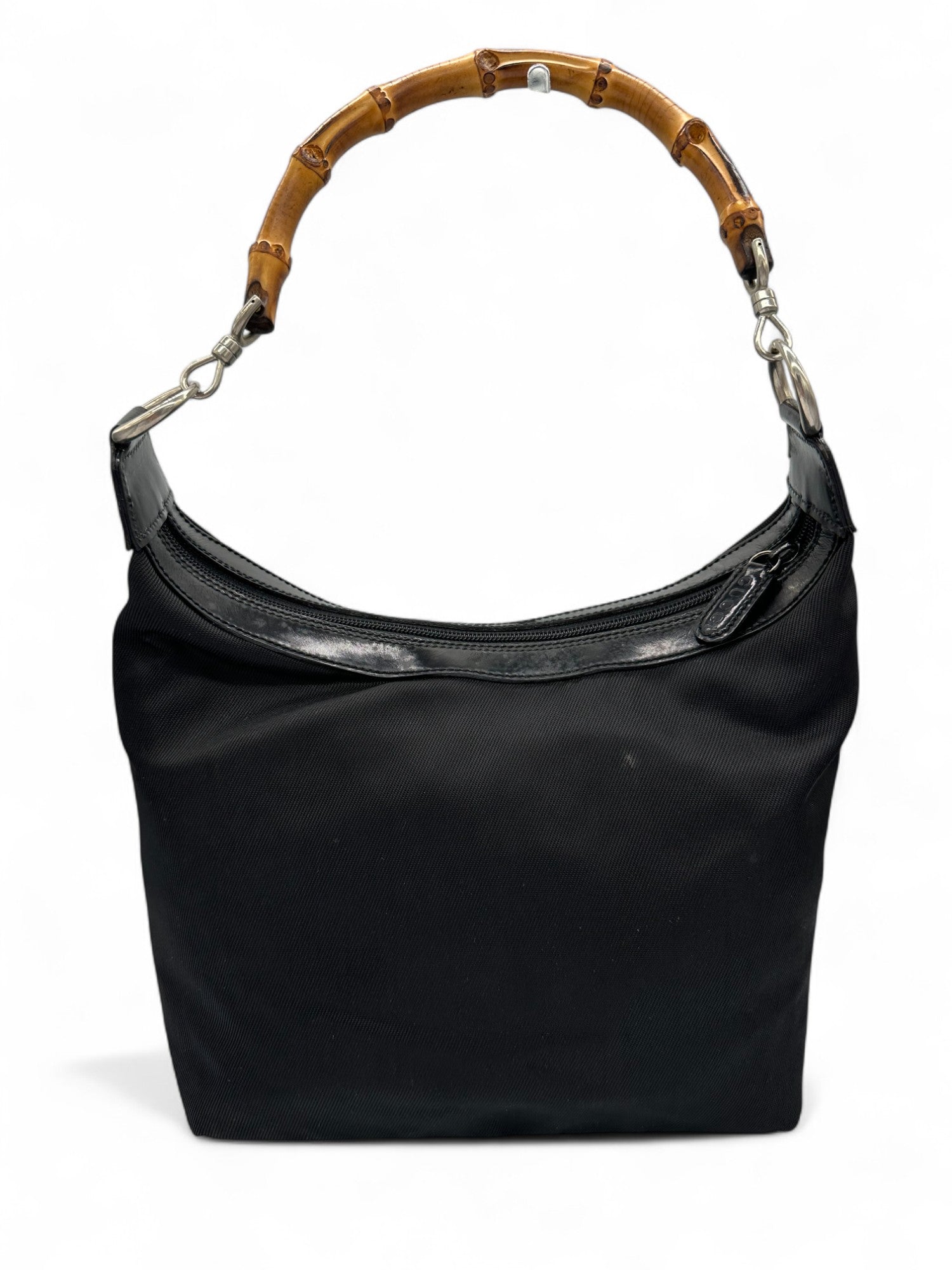 Gucci Bamboo Black Nylon Shoulder Bag - Thanks it's Vintage
