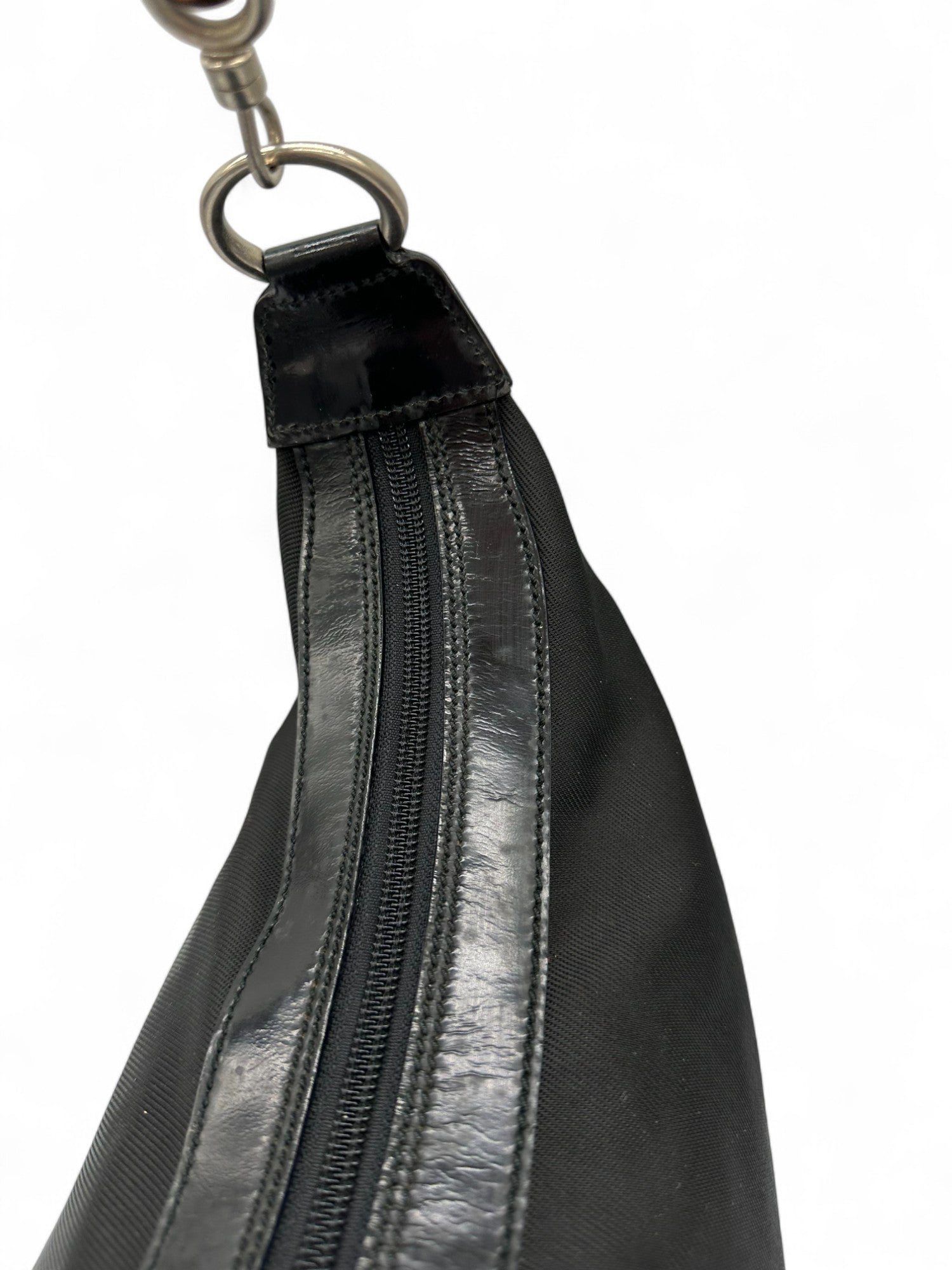 Gucci Bamboo Black Nylon Shoulder Bag - Thanks it's Vintage